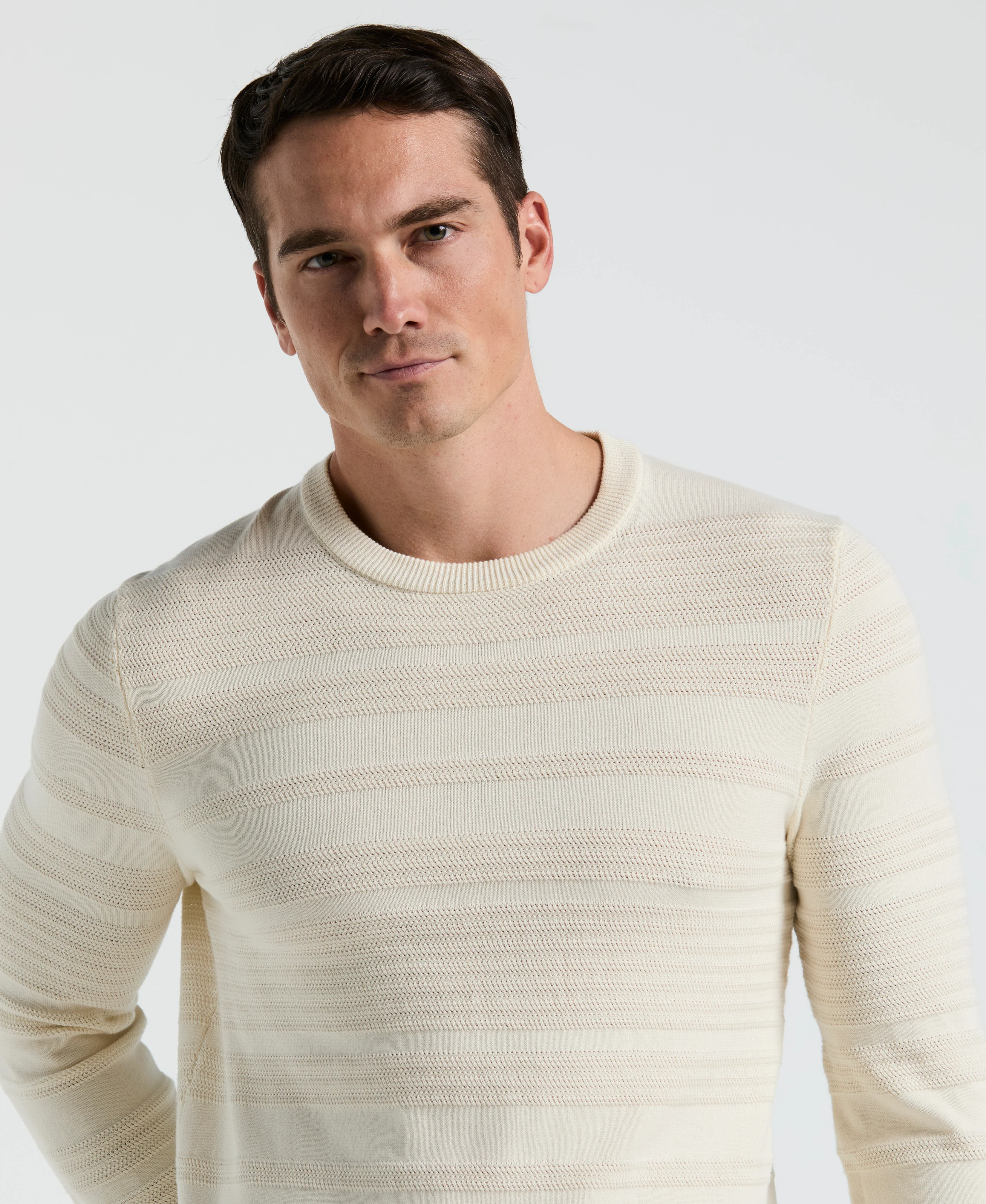 Cotton Open Stitch Crew Sweater