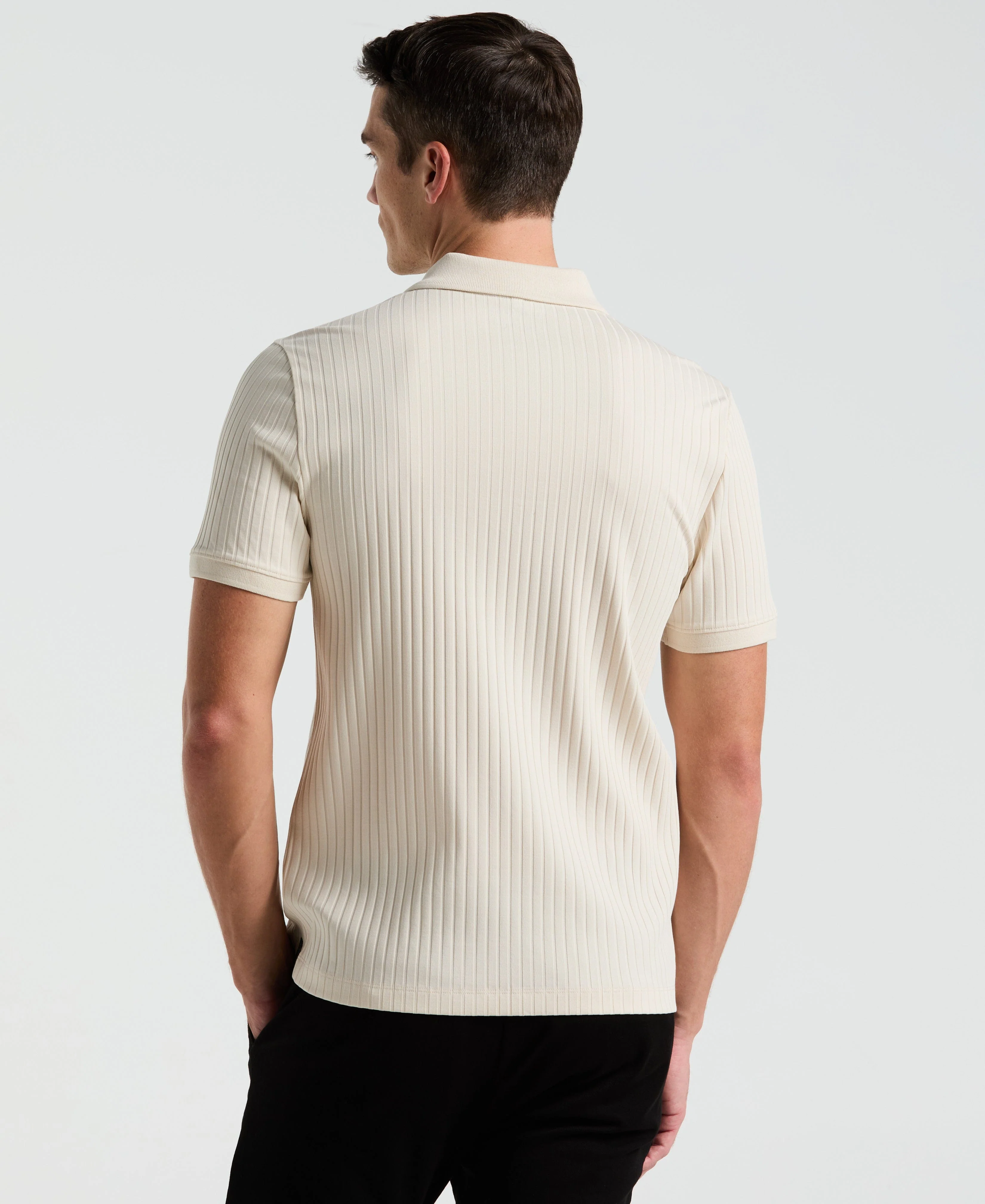Ribbed Quarter Zip Polo