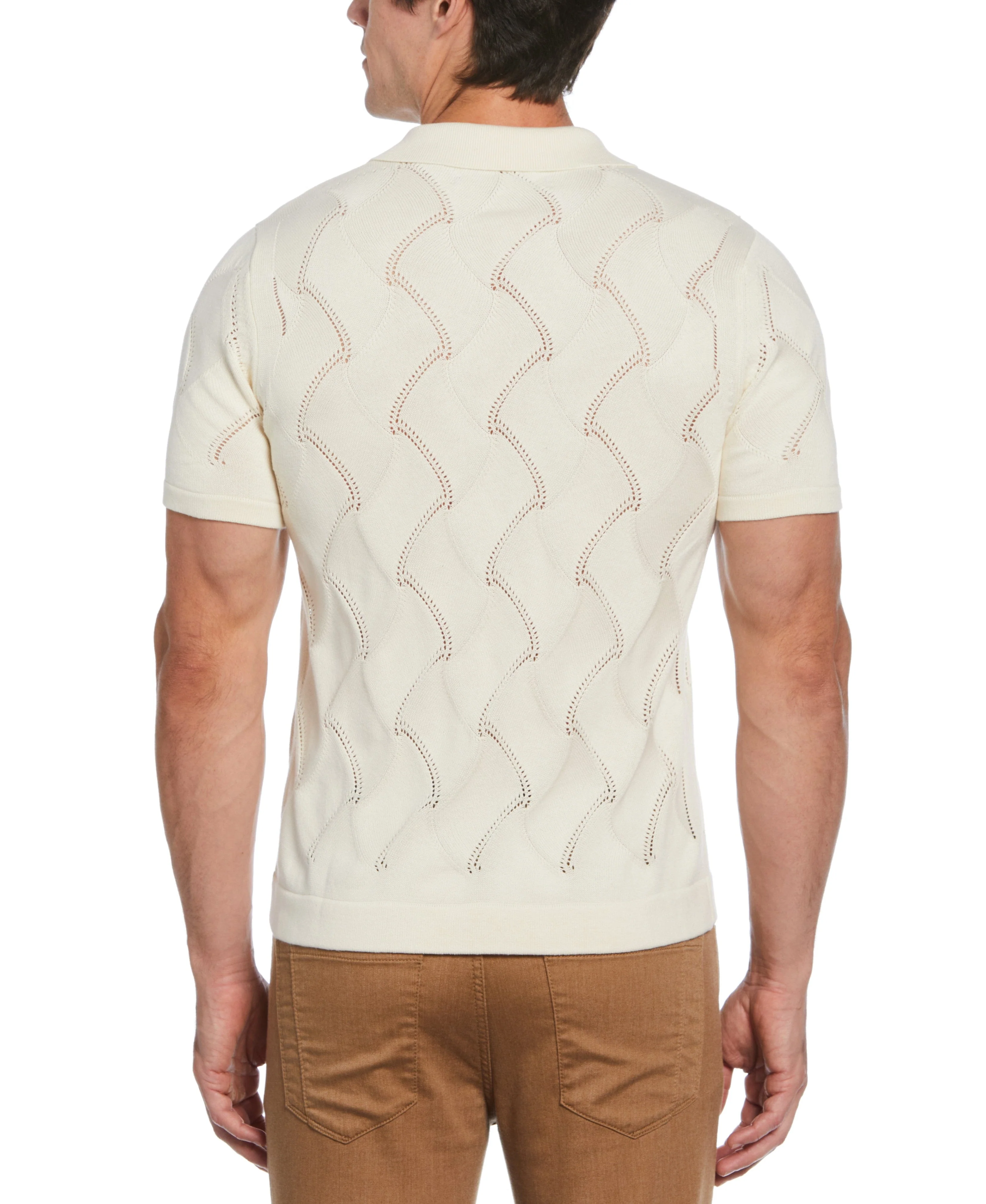 Tua X Perry Ellis Collaboration Cotton Crochet Sweater Polo