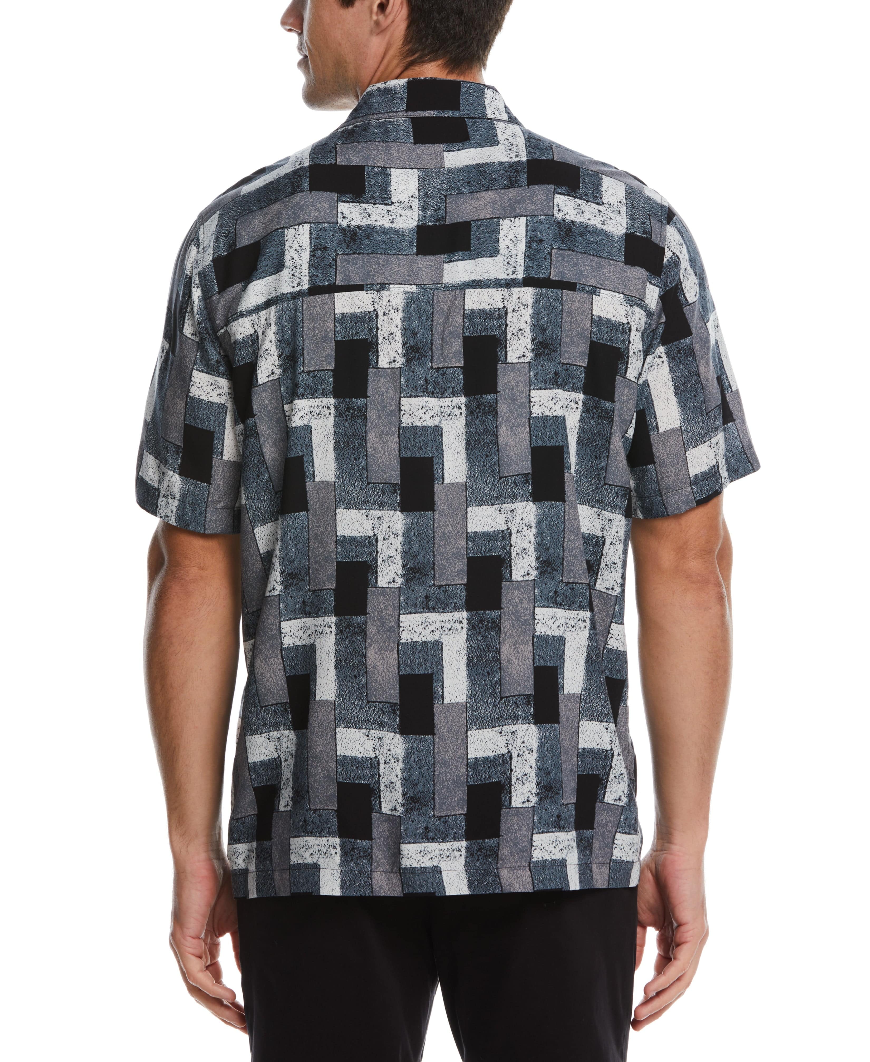 Abstract Block Print Soft Camp Shirt