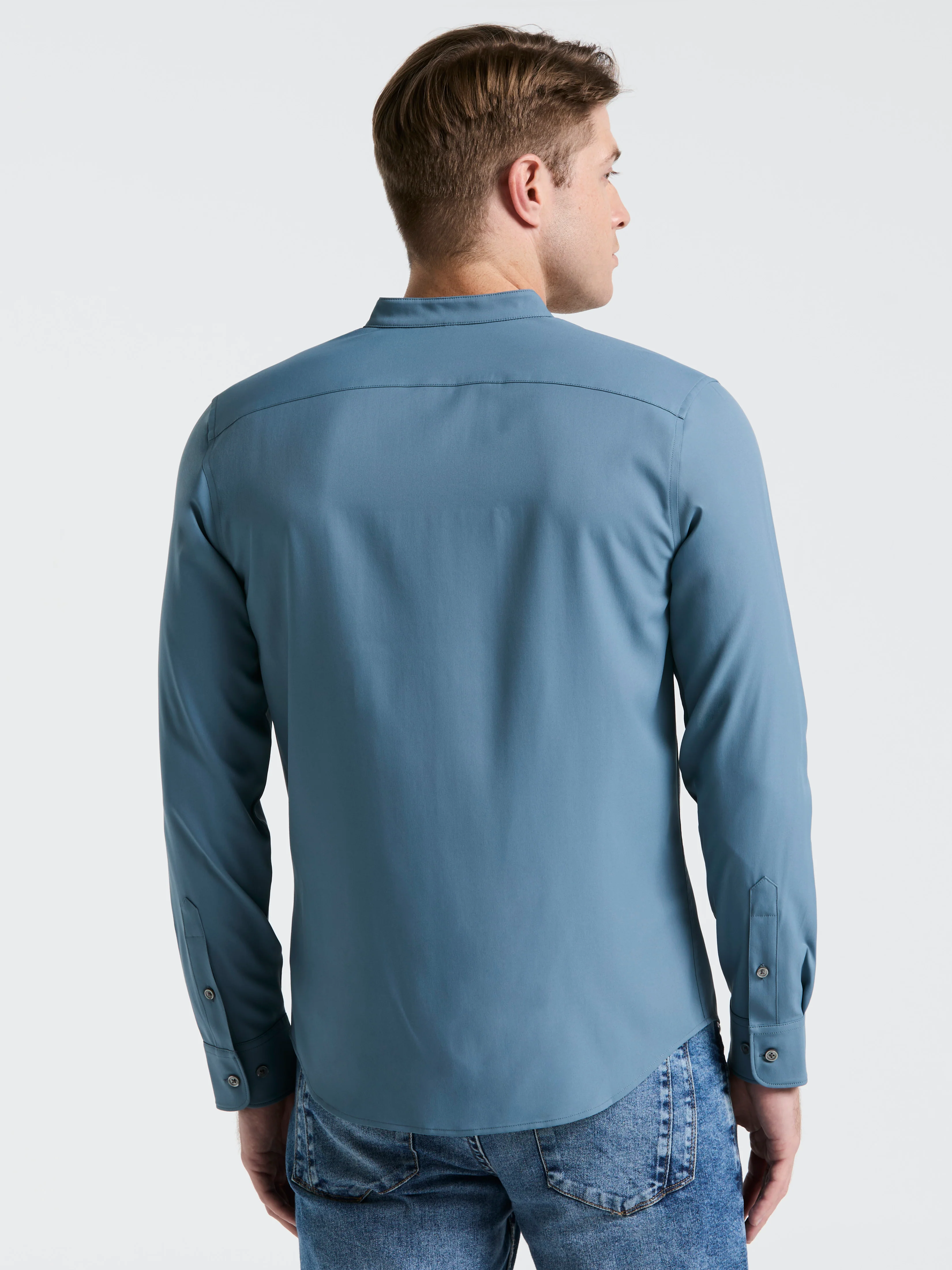 Untucked Total Stretch Slim Fit Banded Collar Shirt