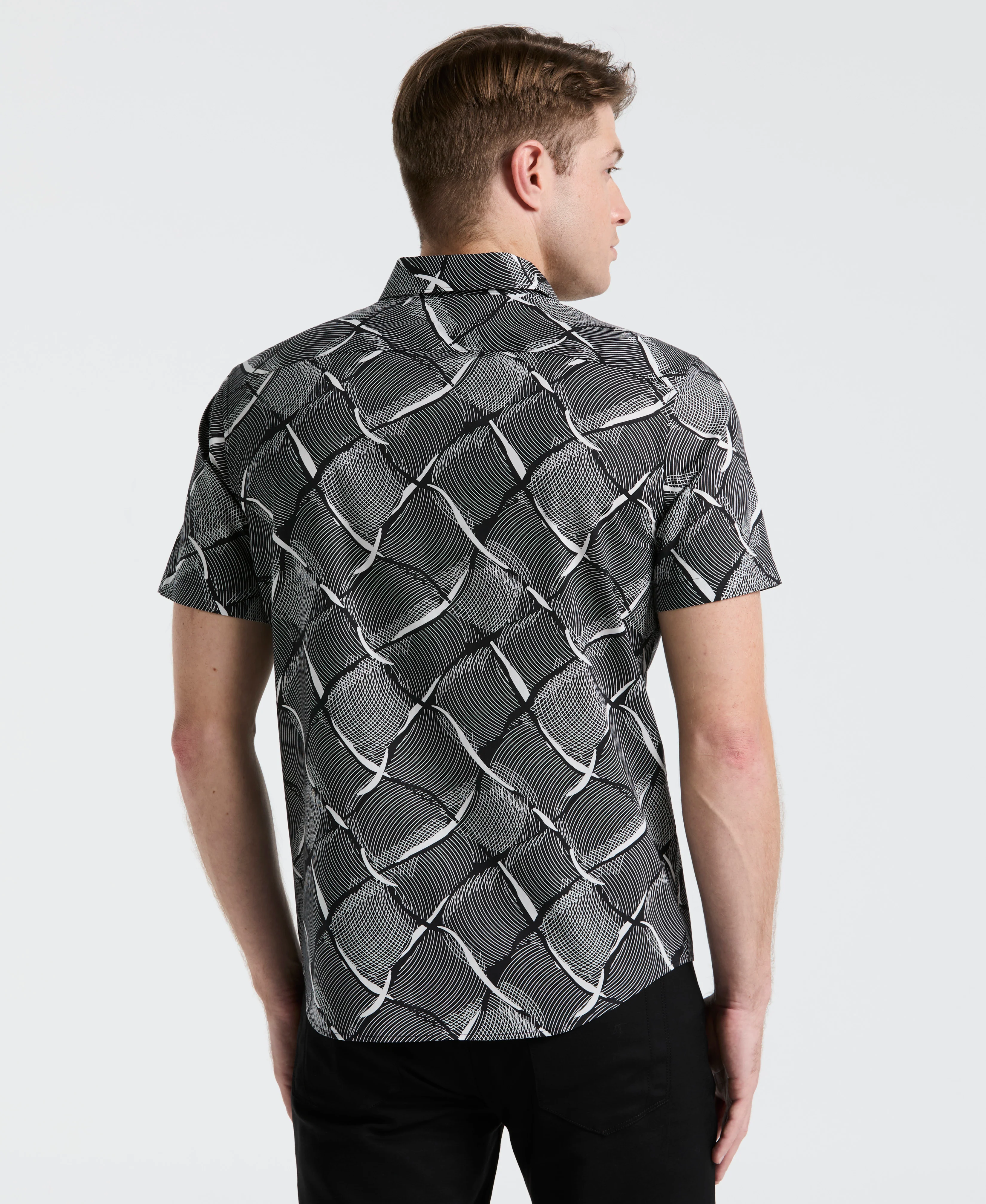 Poplin Linework Grid Print Shirt