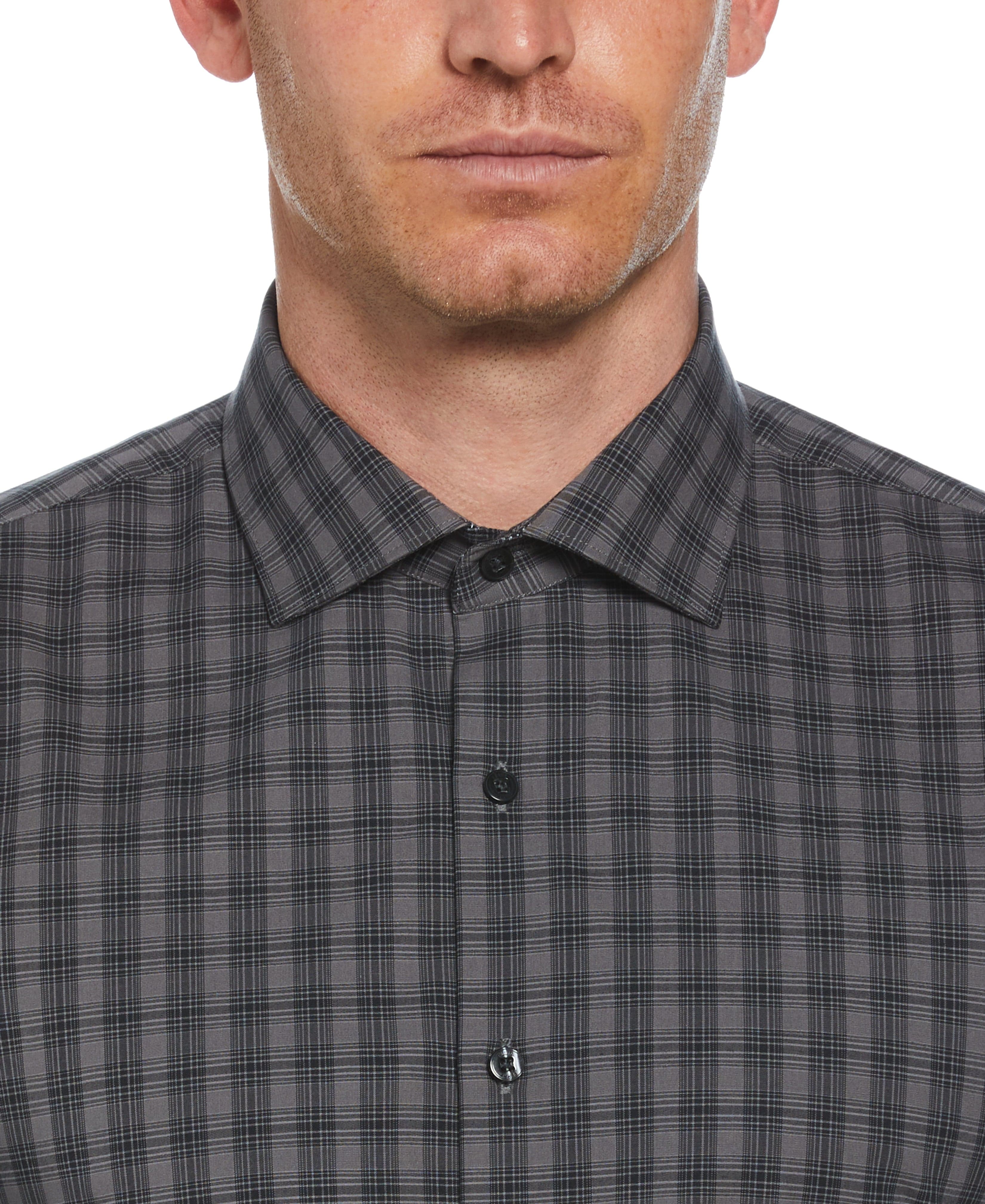 Slim Fit Tonal Checkered Button-Down Plaid Dress Shirt