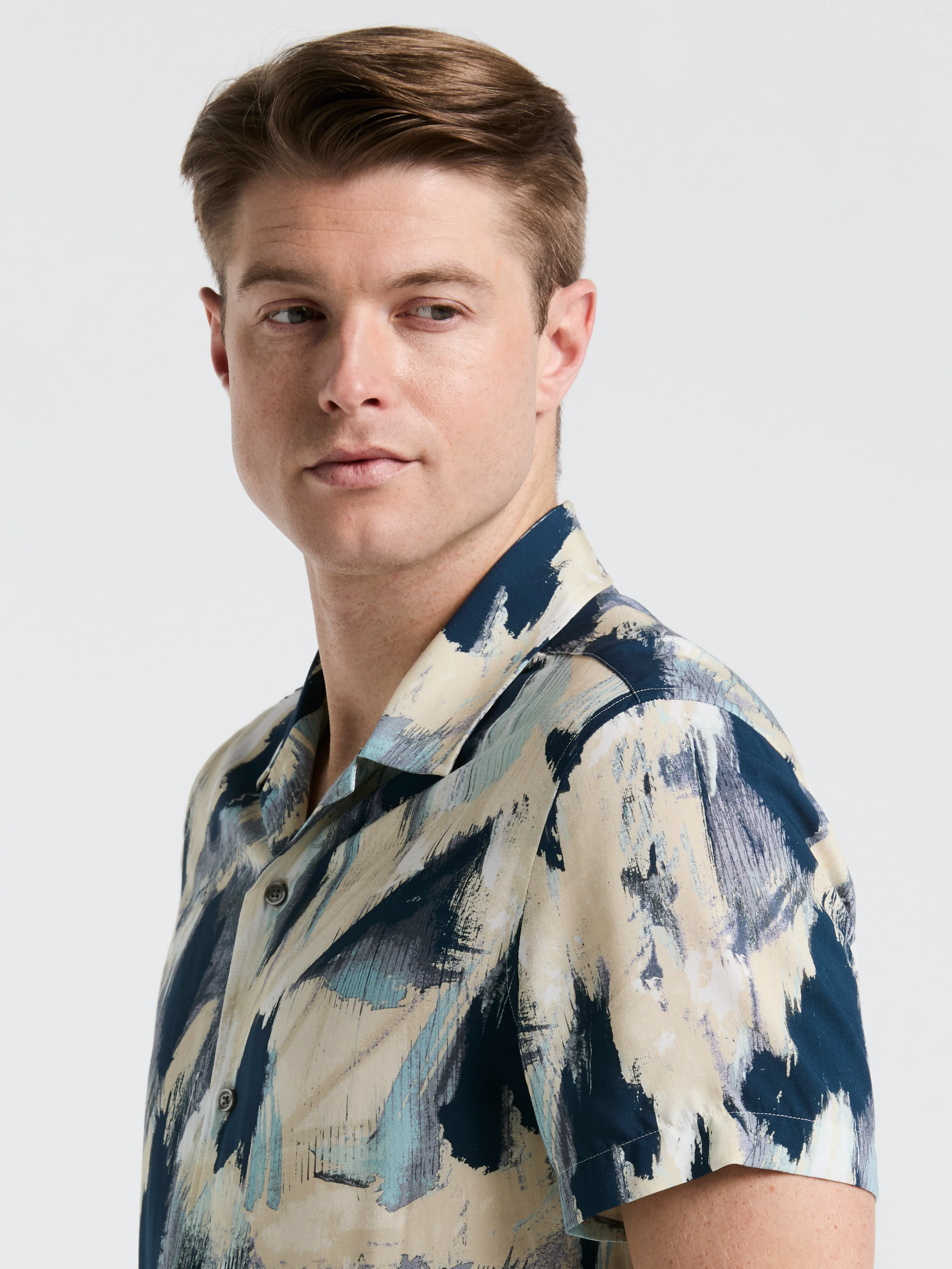 EcoVero™ Abstract Print Camp Collar Shirt