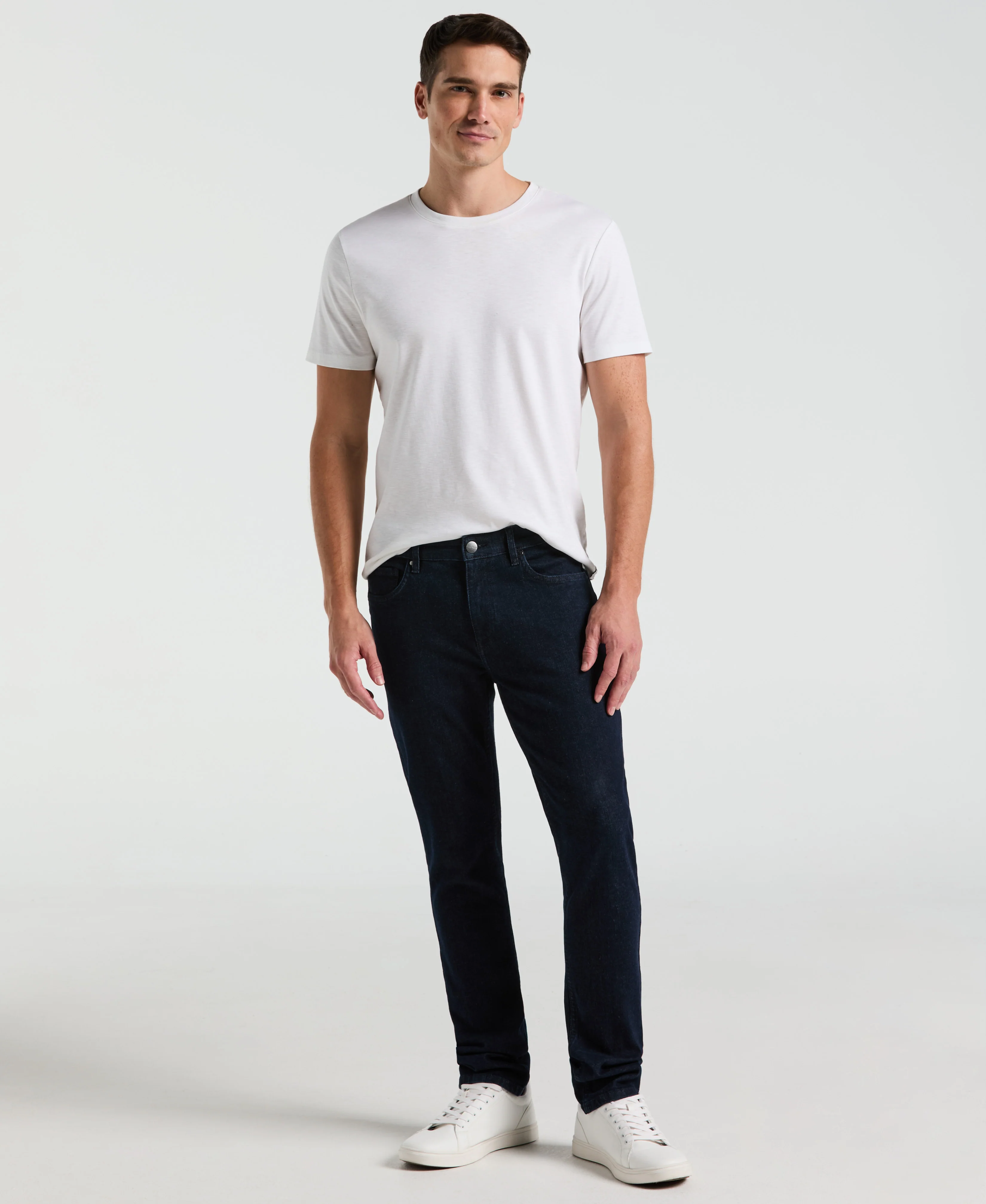 Slim Fit Indigo Rinse 5-Pocket Stretch Denim Jeans