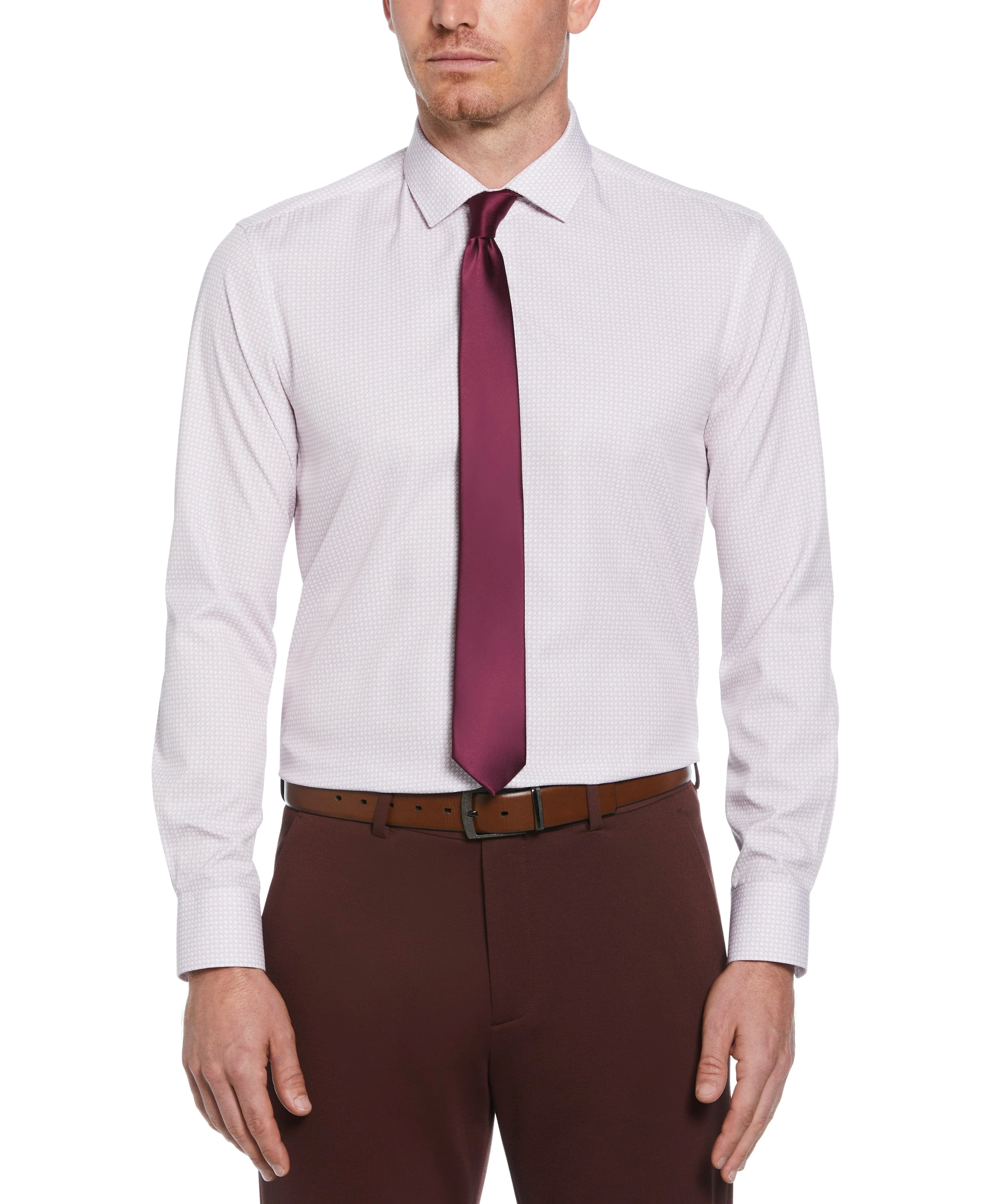 Slim Fit Button-Down Circle Pattern Dress Shirt