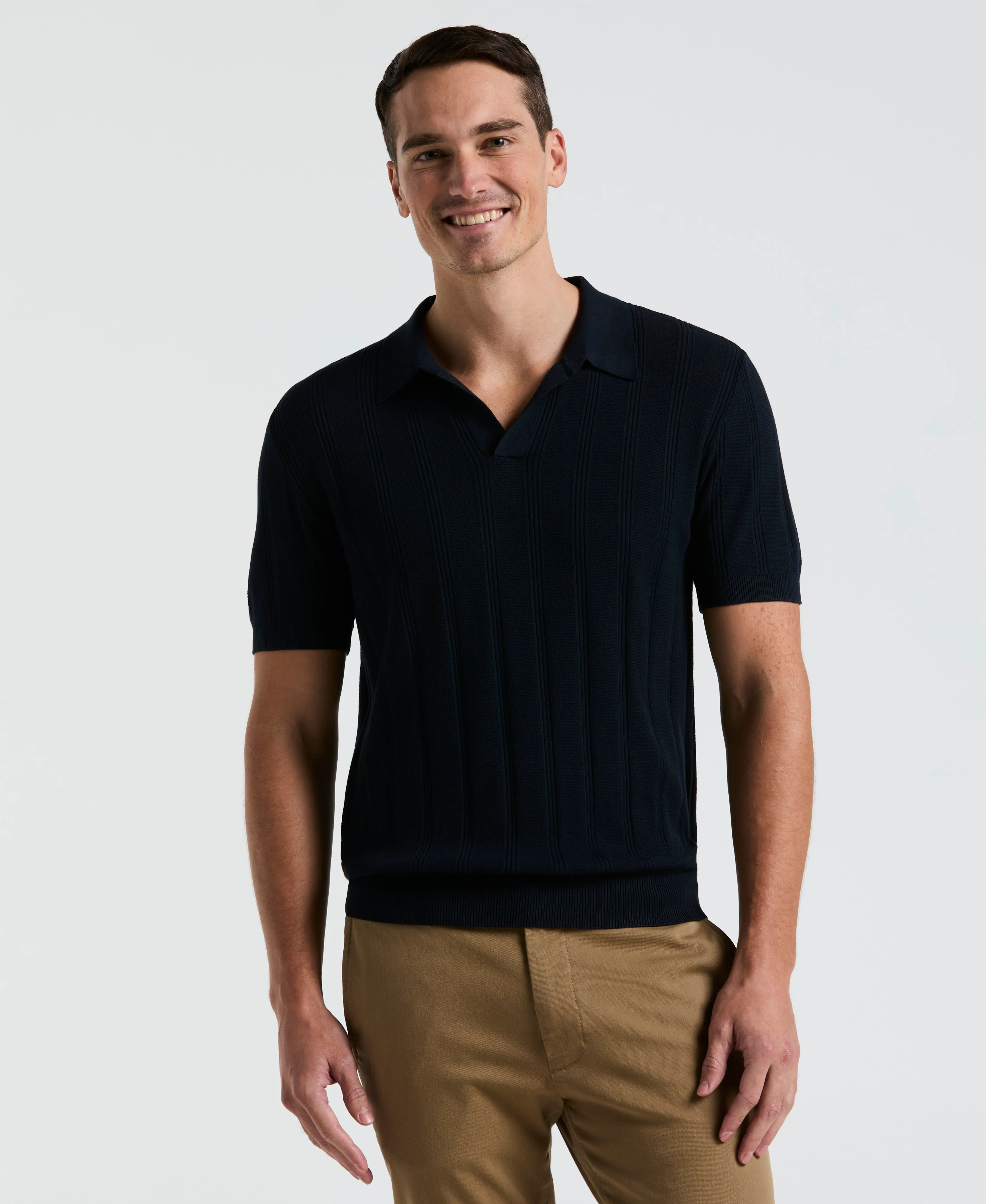 Mesh Stripe Sweater Polo