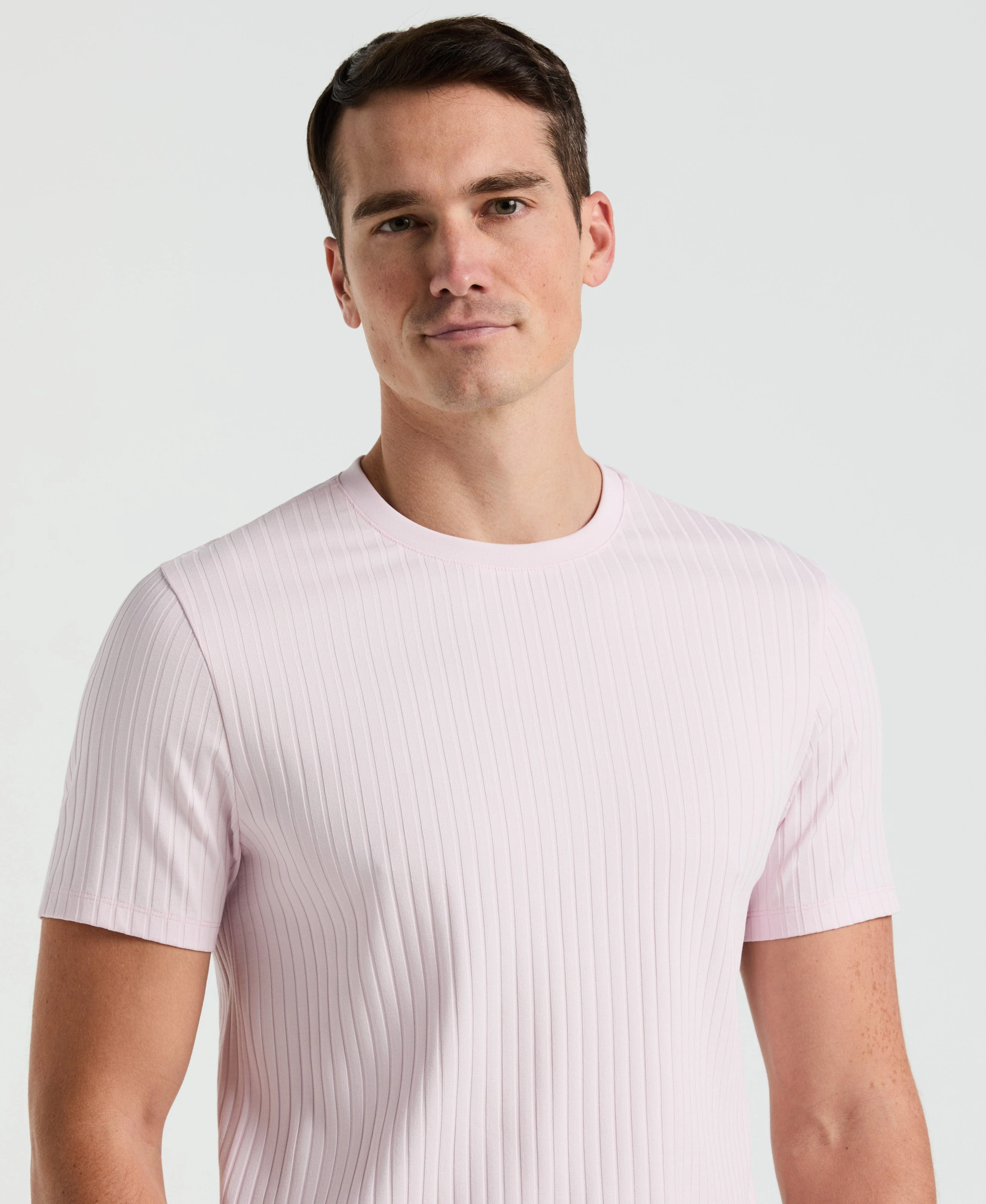 Rib Knit Crew Neck Tee