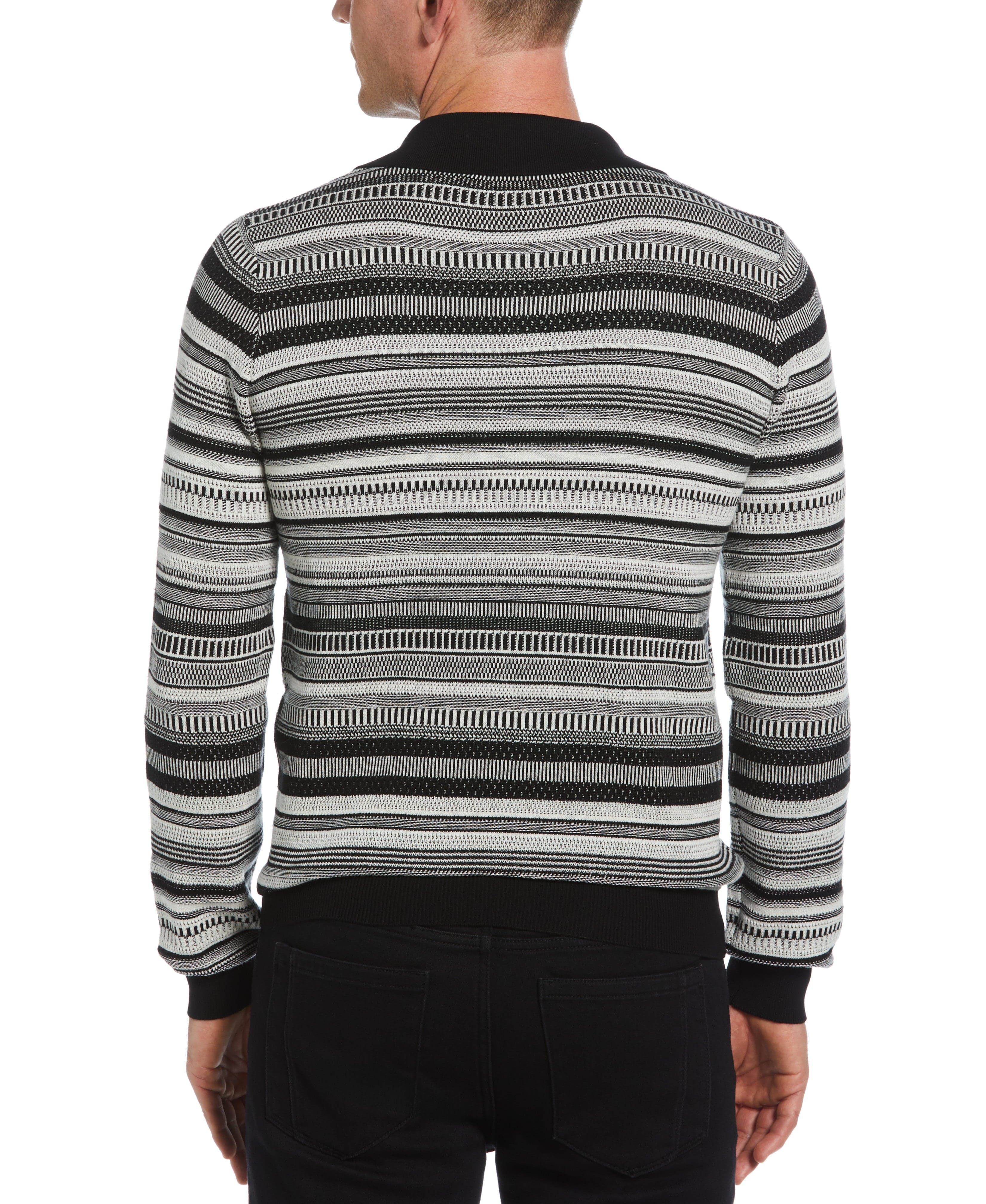 Tua X Perry Ellis Collaboration Striped Jacquard Polo Sweater