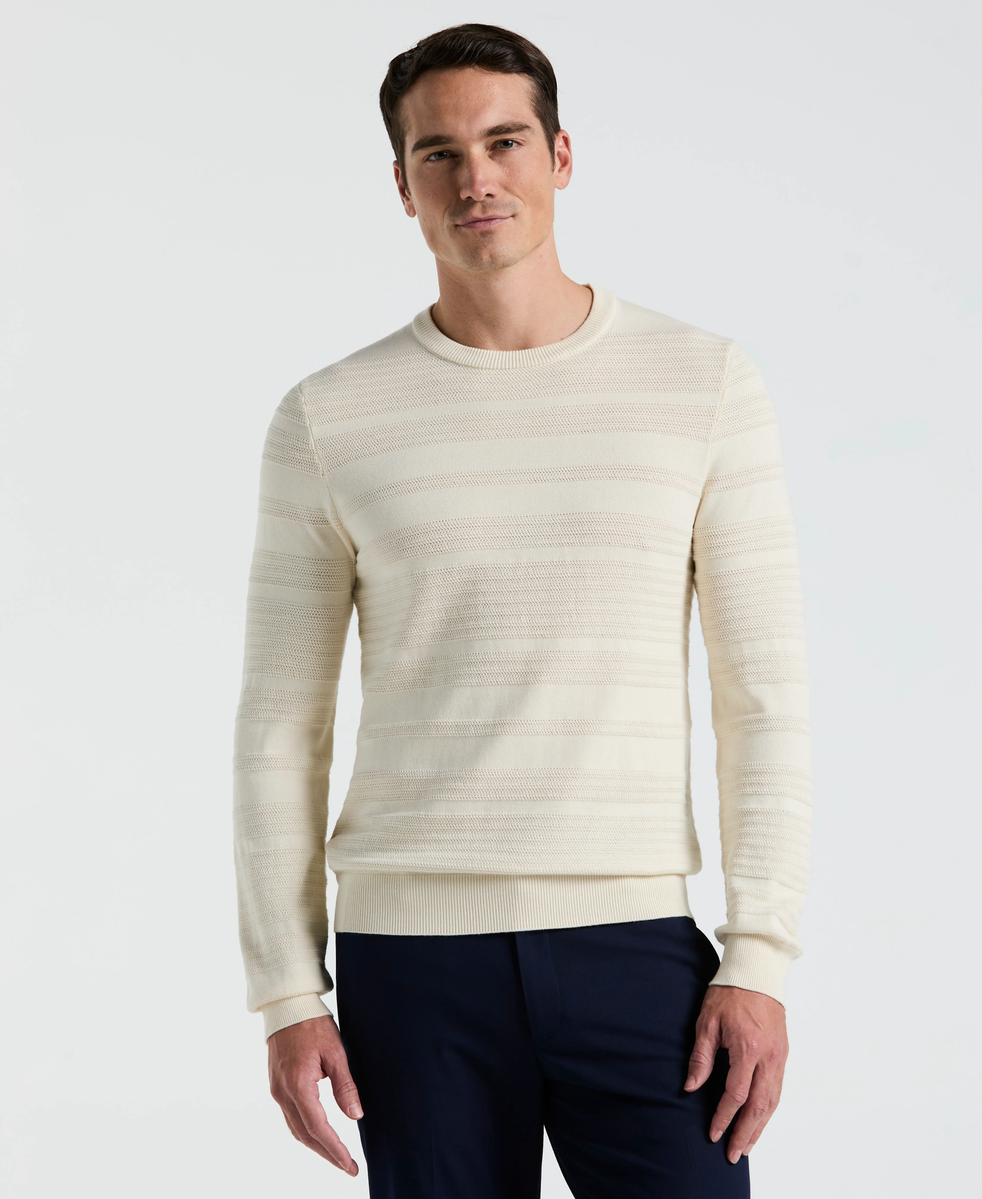 Cotton Open Stitch Crew Sweater