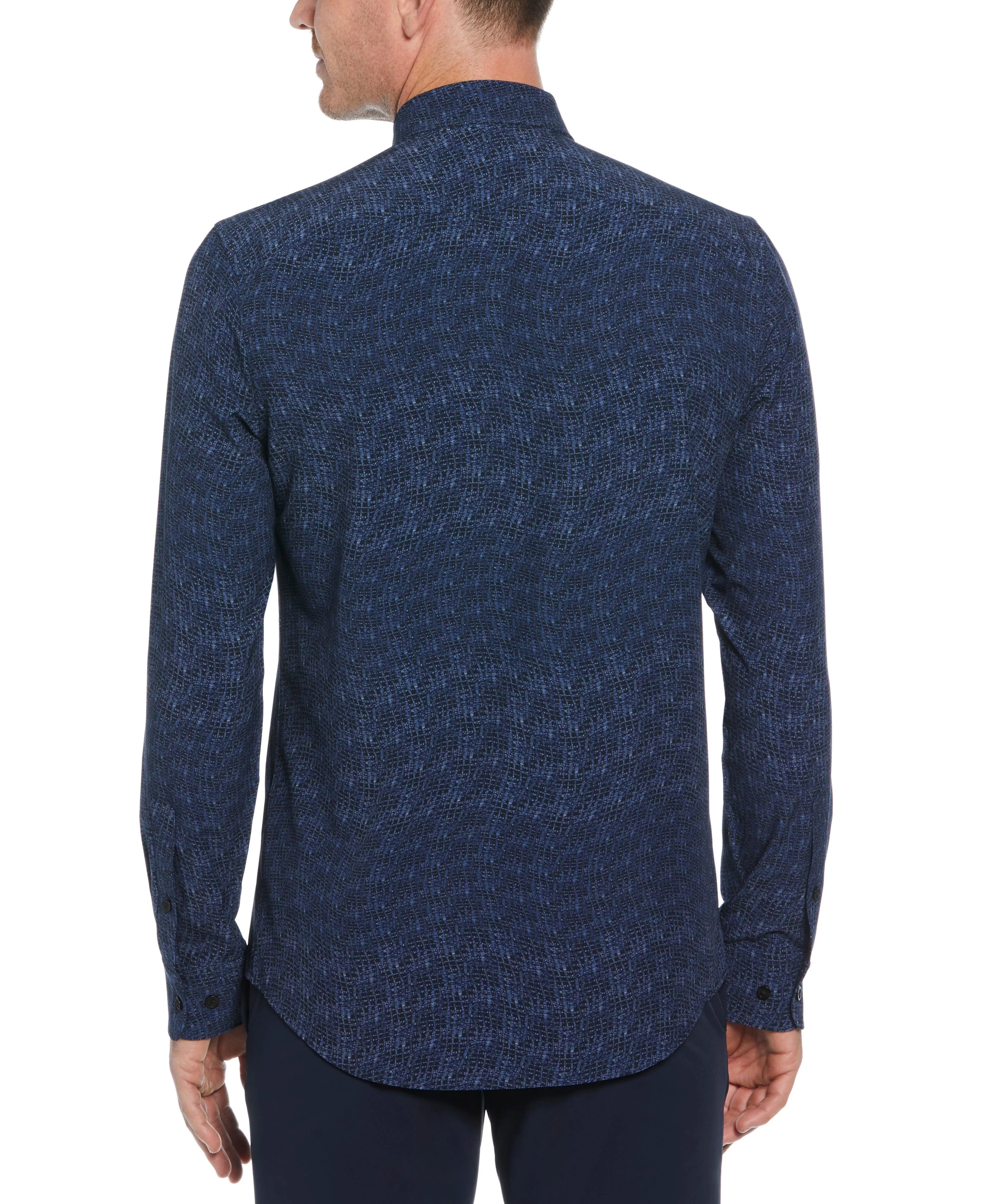 Tua X Perry Ellis Collaboration Textured Wavy Print Shirt