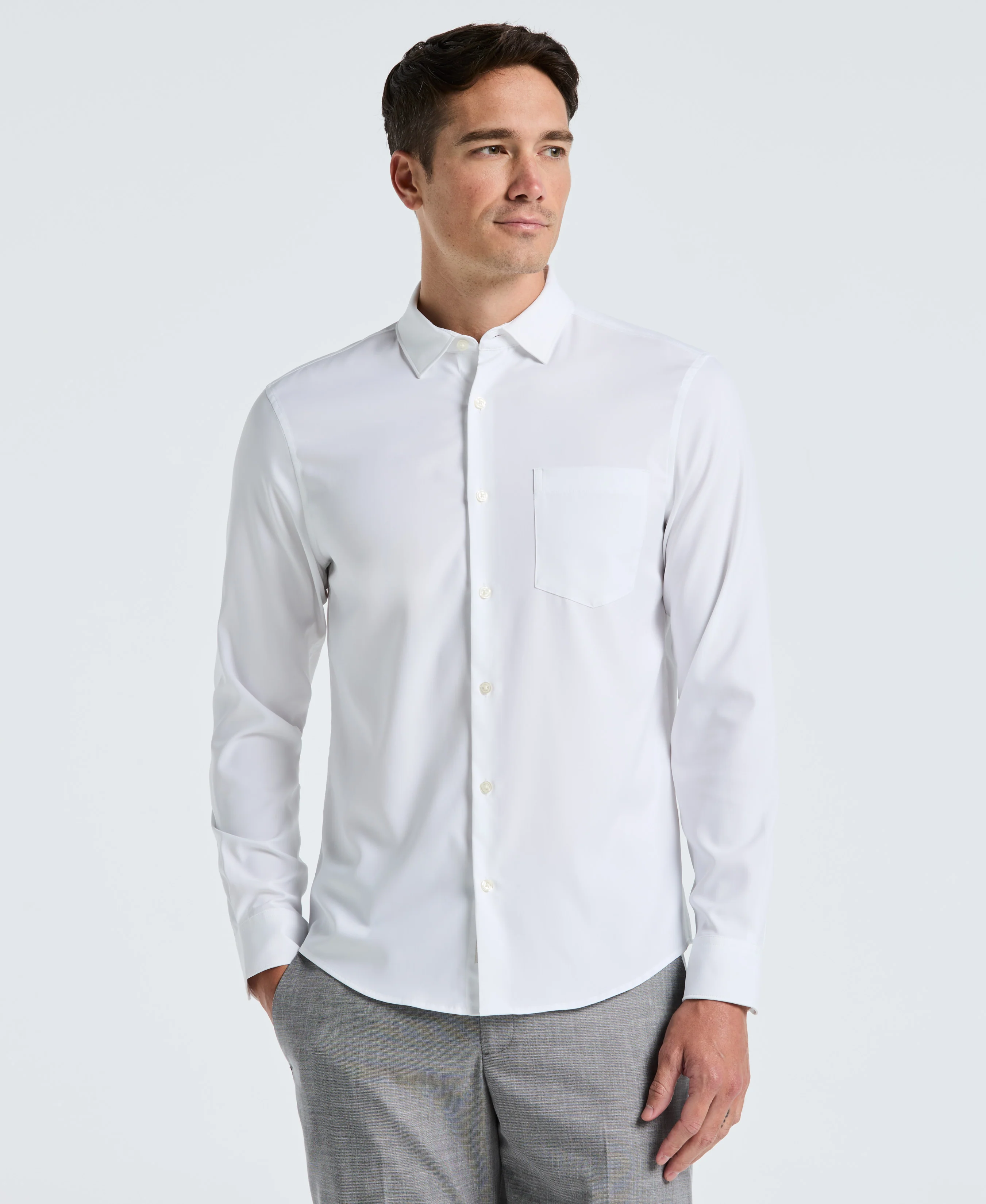 Untucked Total Stretch Slim Fit Solid Shirt - White