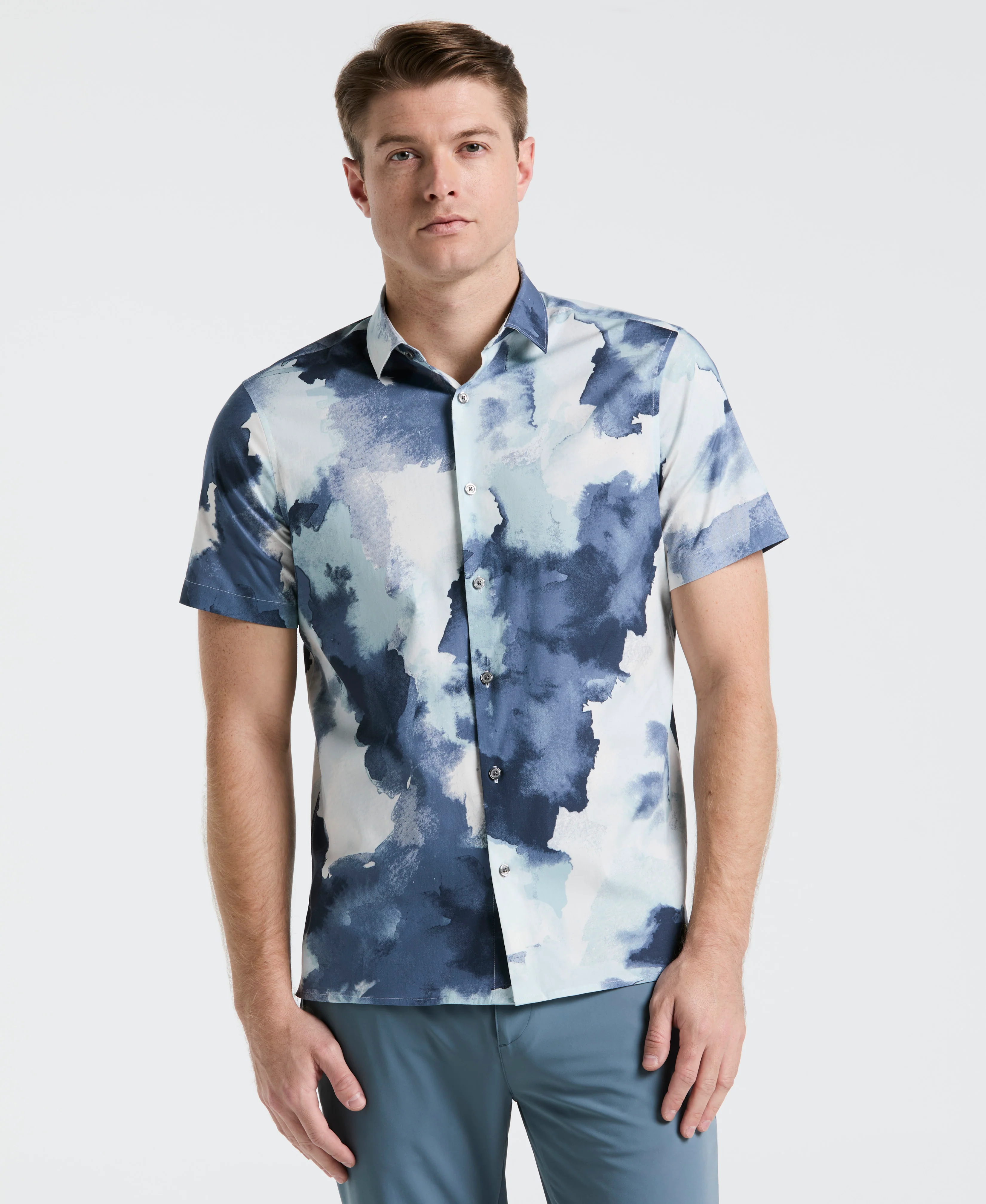 Poplin Watercolor Print Shirt