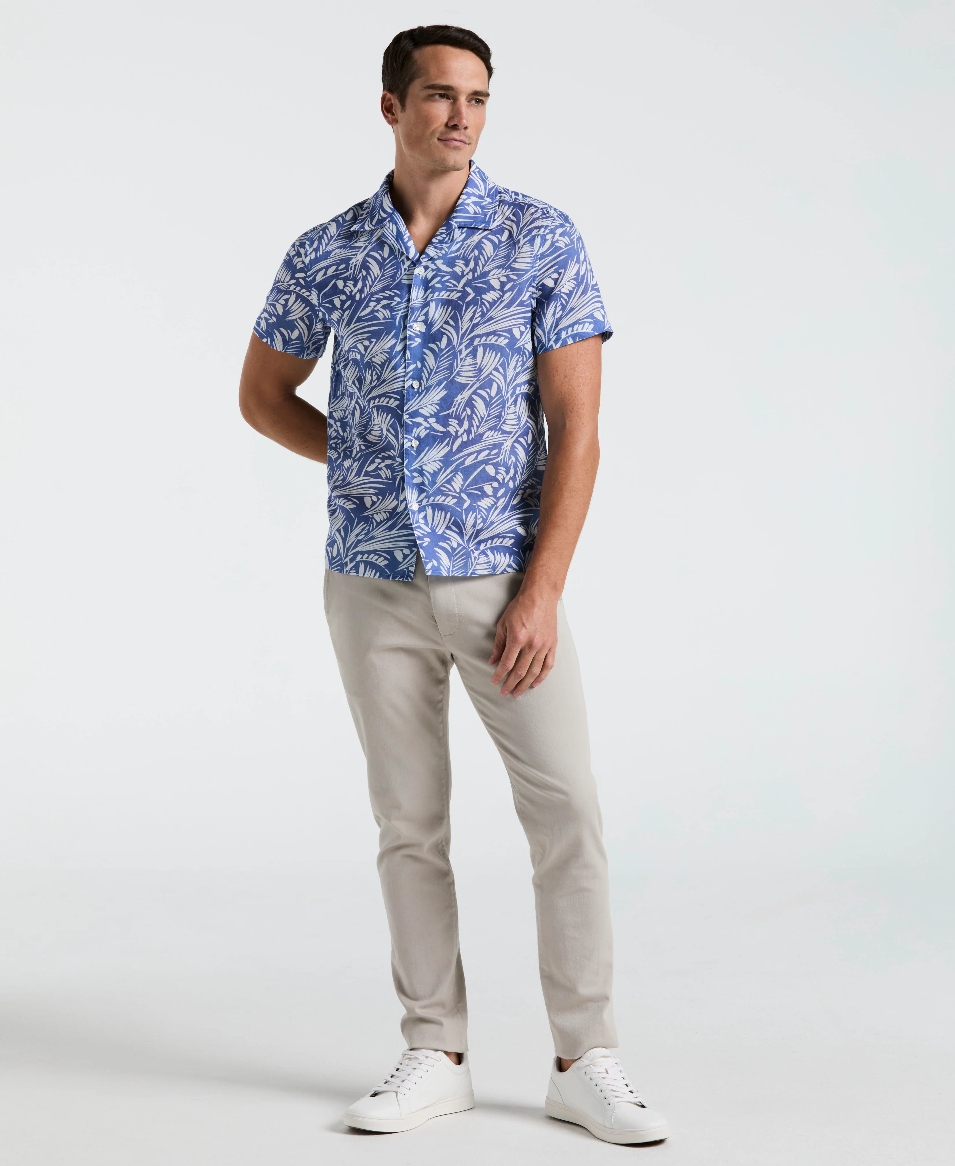 Linen Abstract Leaf Print Shirt