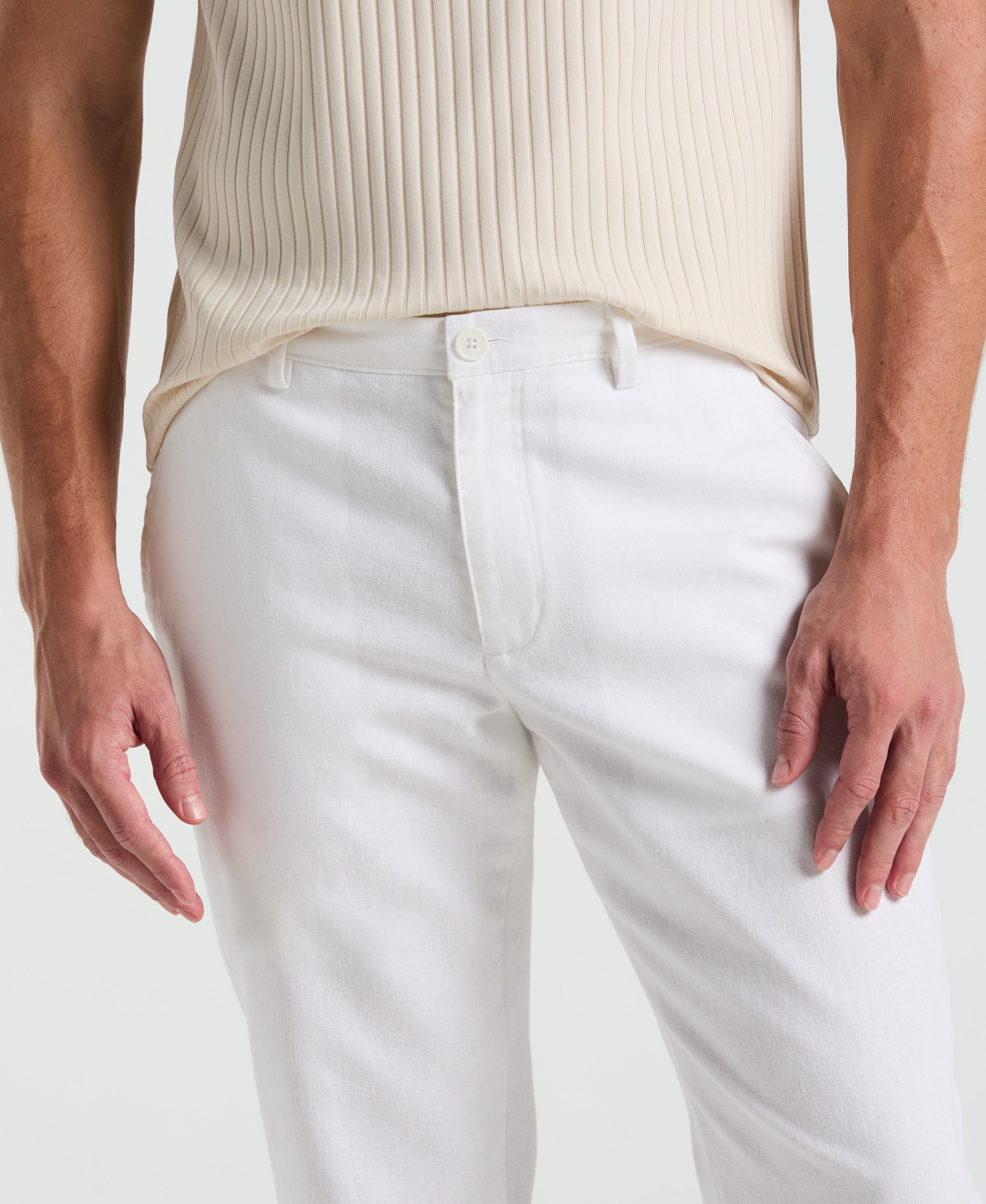 Slim Fit Flat Front Linen Blend Chino Pant