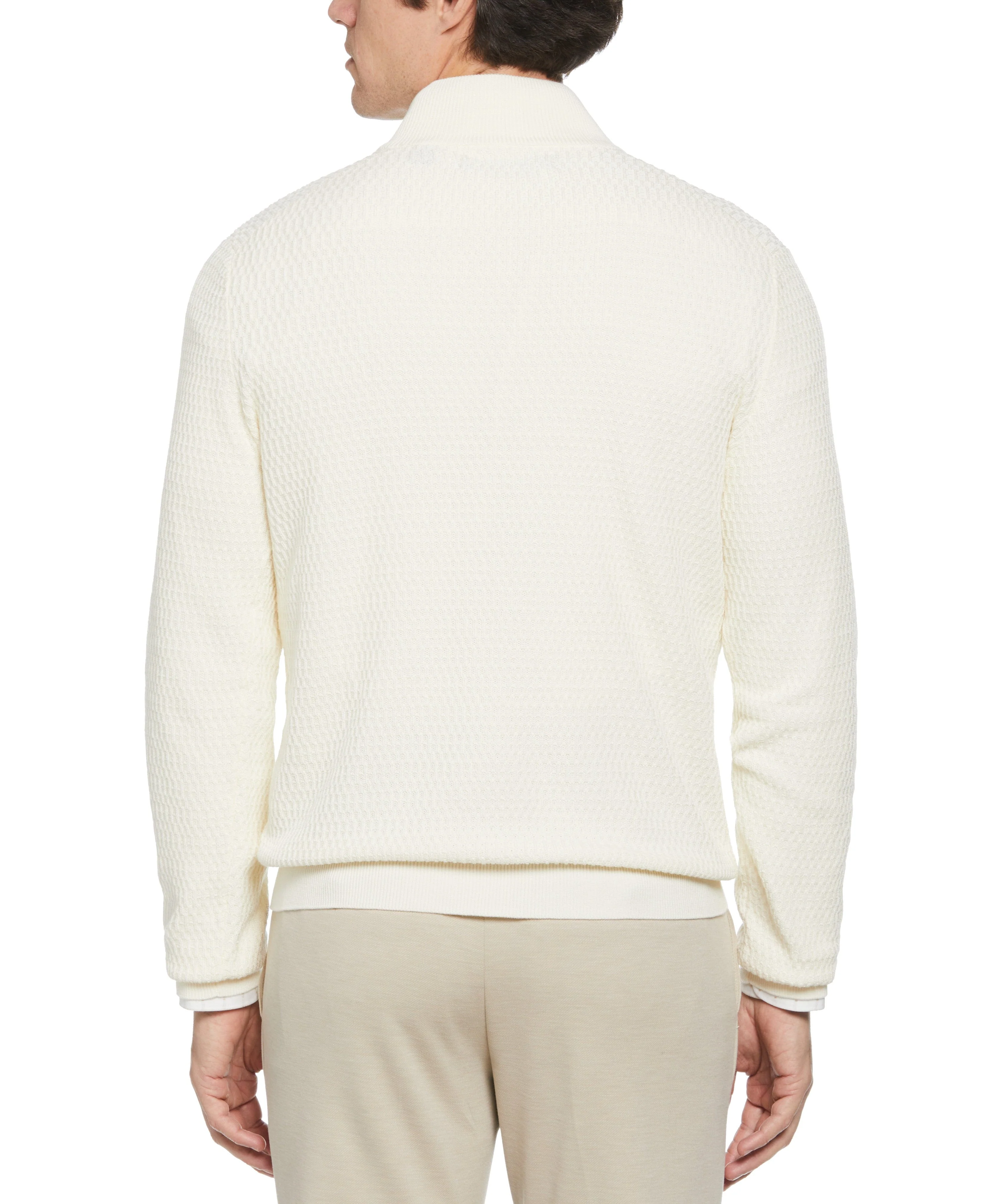 Ribbed Mock Neck Quarter Zip Sweater