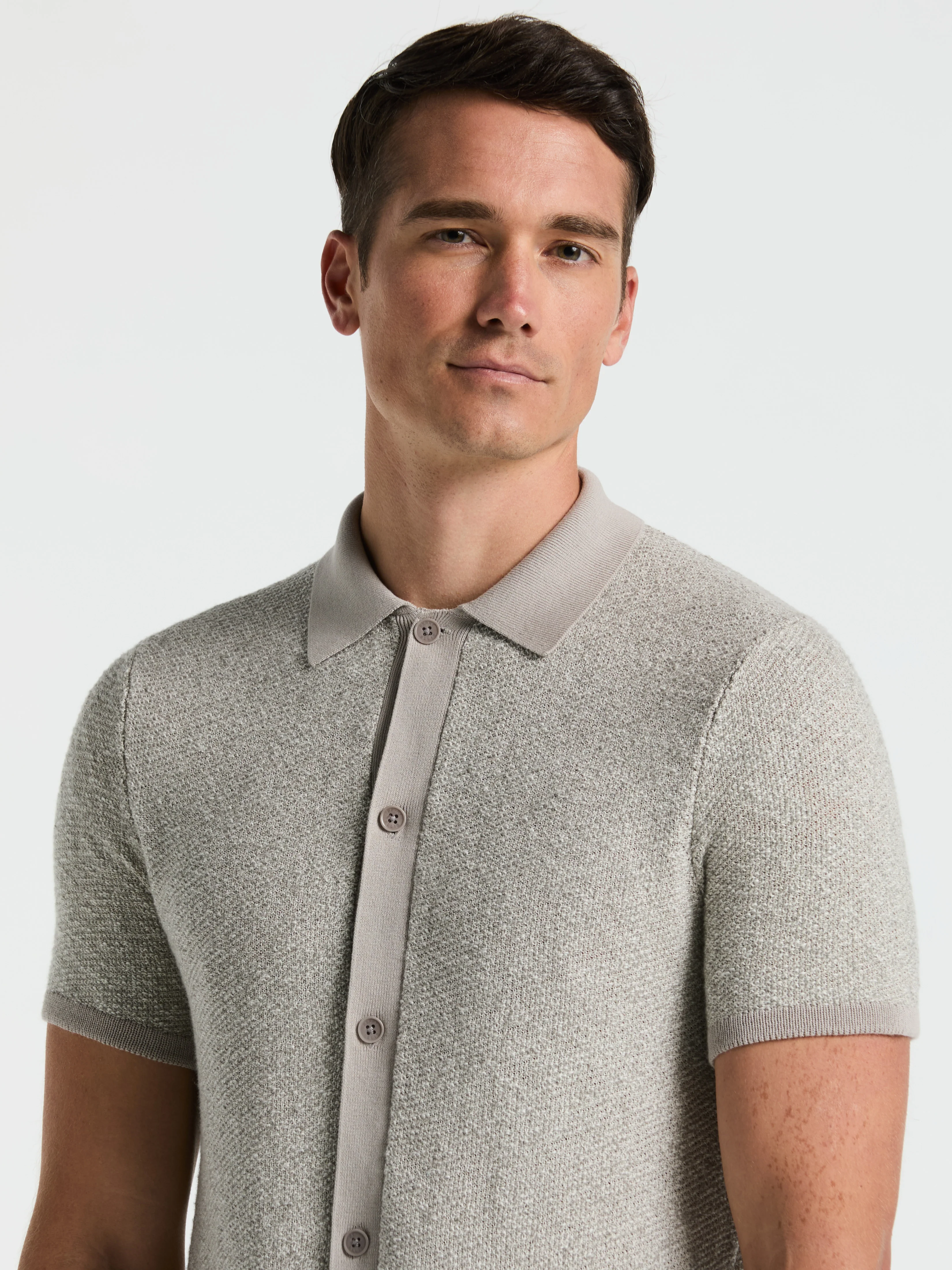 Two Tone Button Front Polo Sweater
