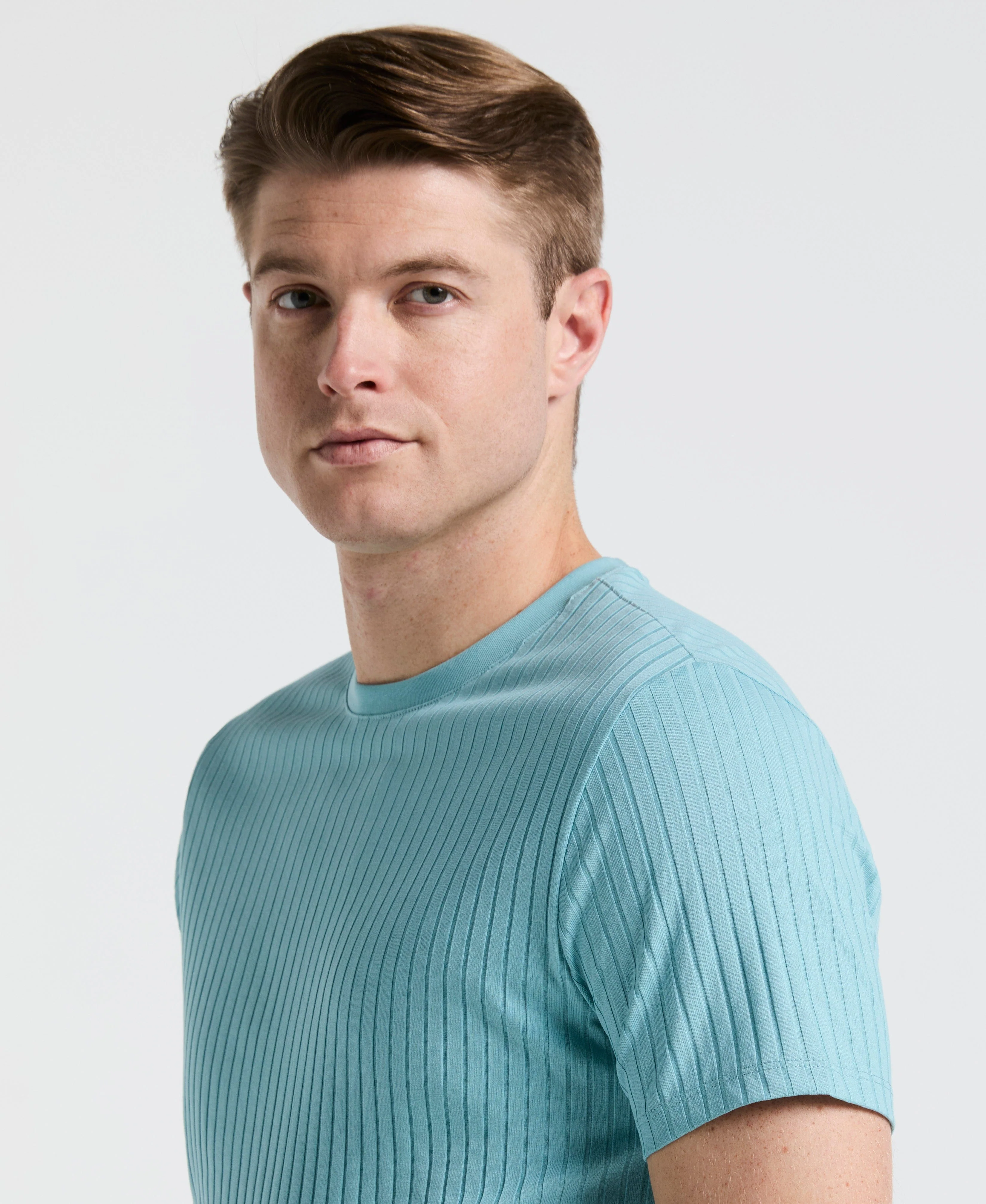 Rib Knit Crew Neck Tee