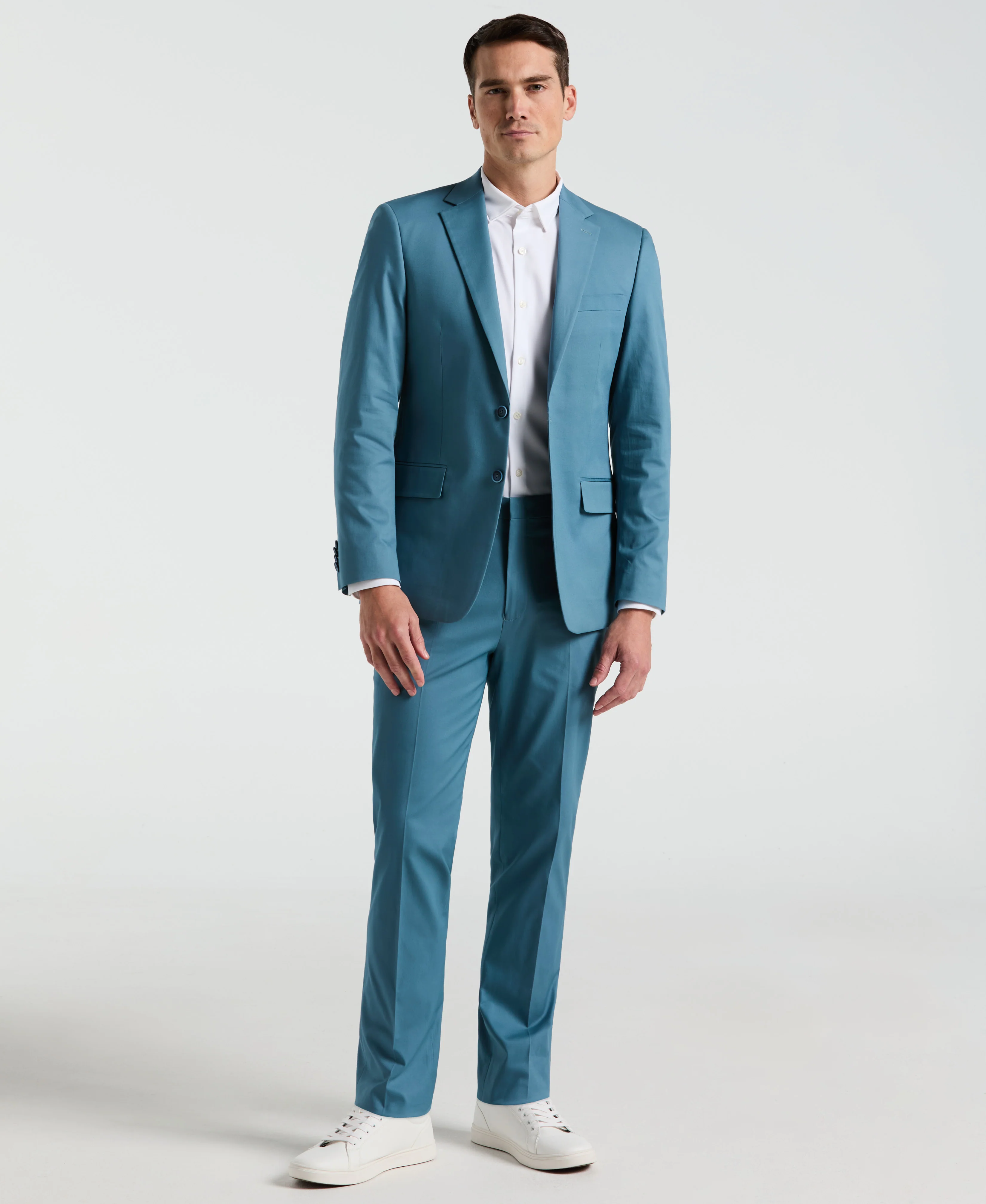 Slim Fit Solid Cotton Blend Suit Pant