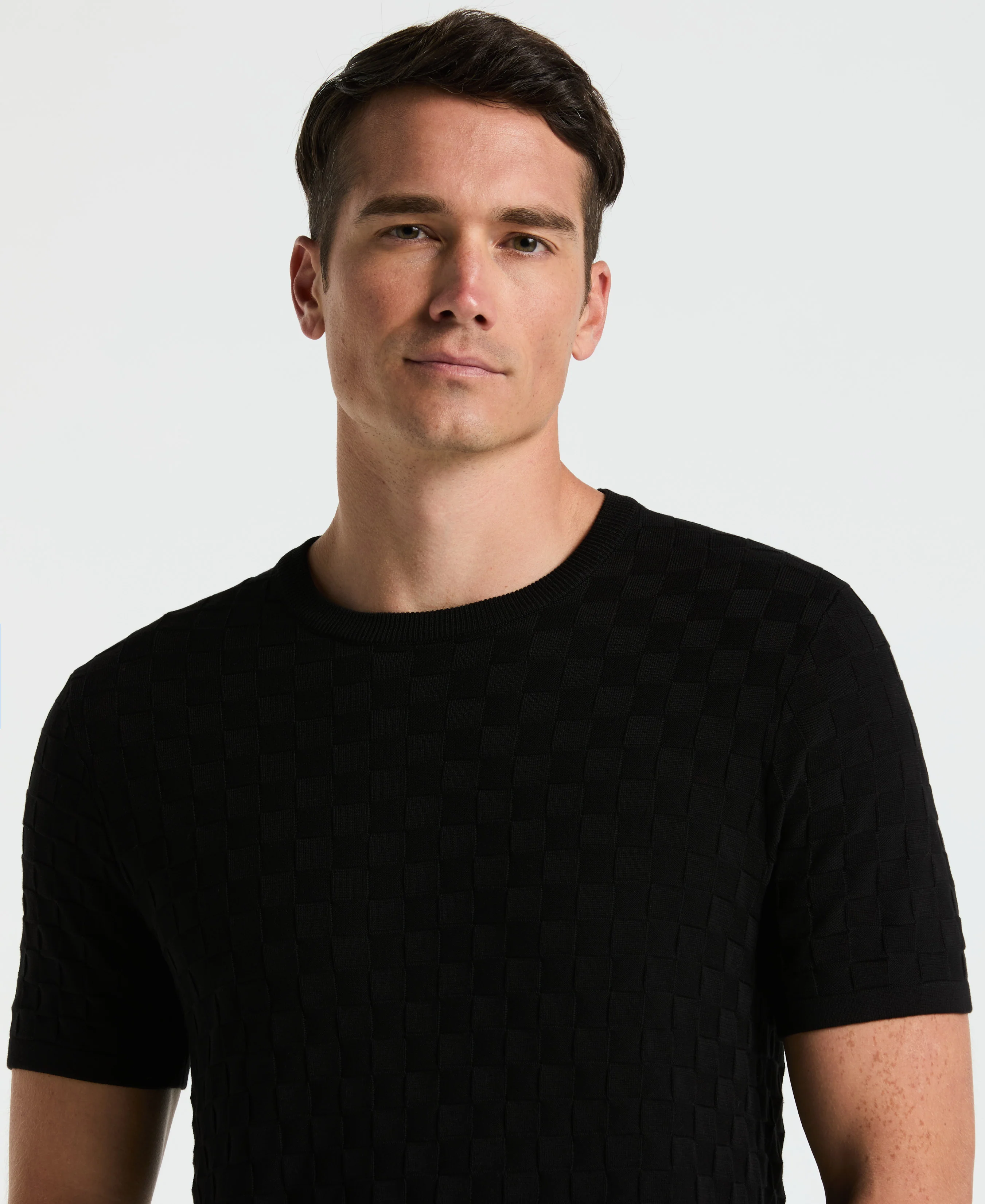 Square Pattern Crew Neck Sweater Tee