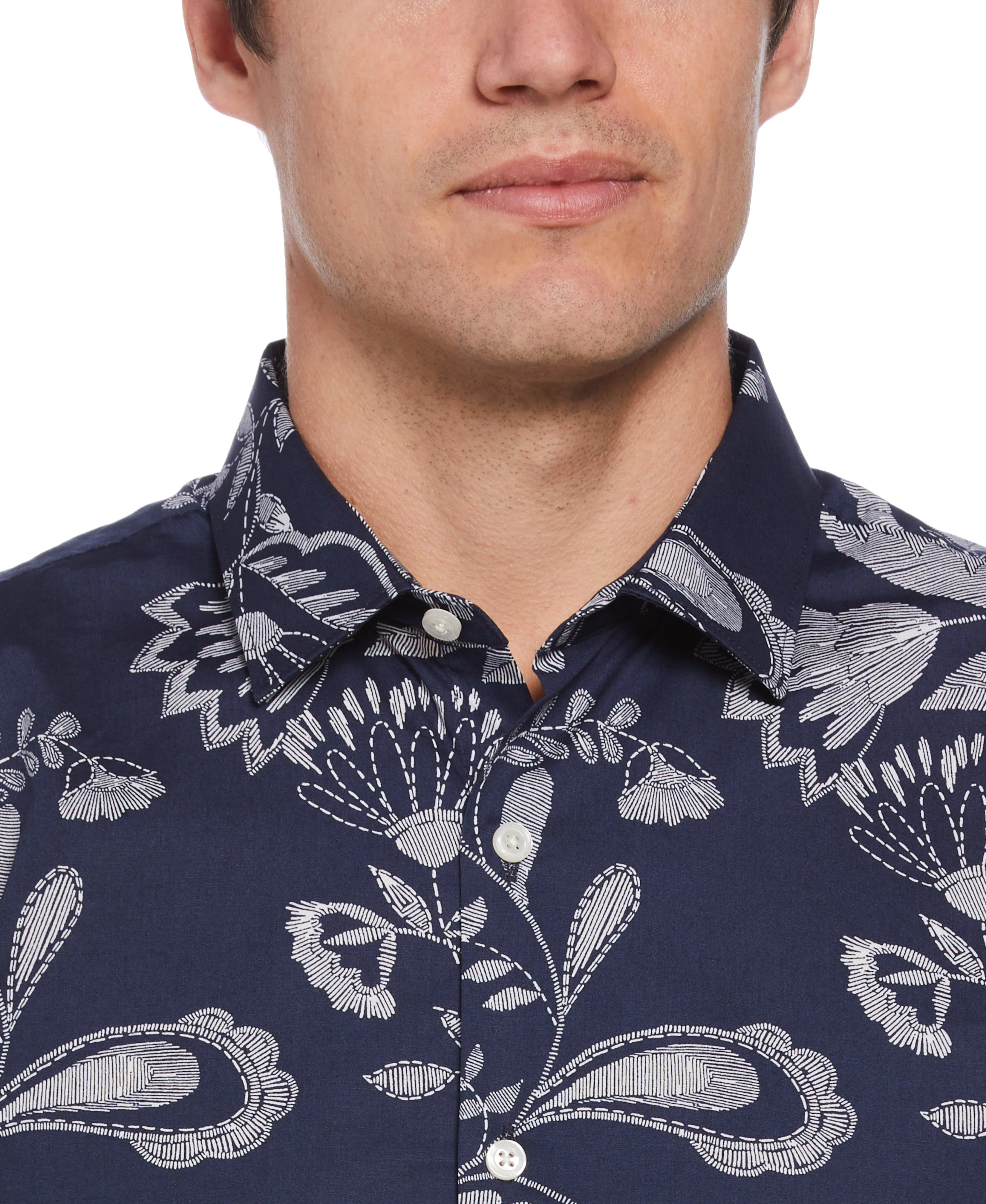 Untucked Floral Motif Shirt