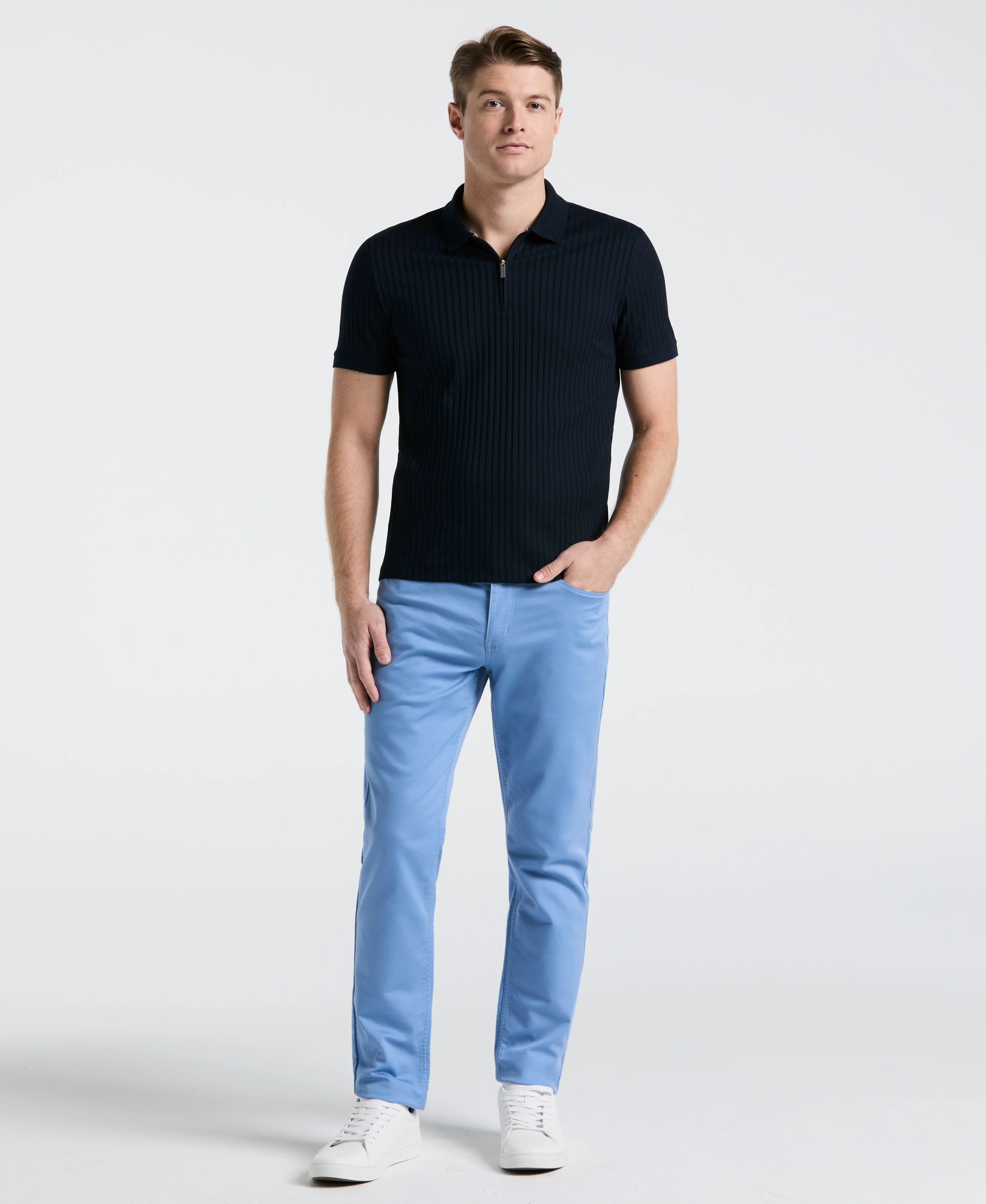 Ribbed Quarter Zip Polo