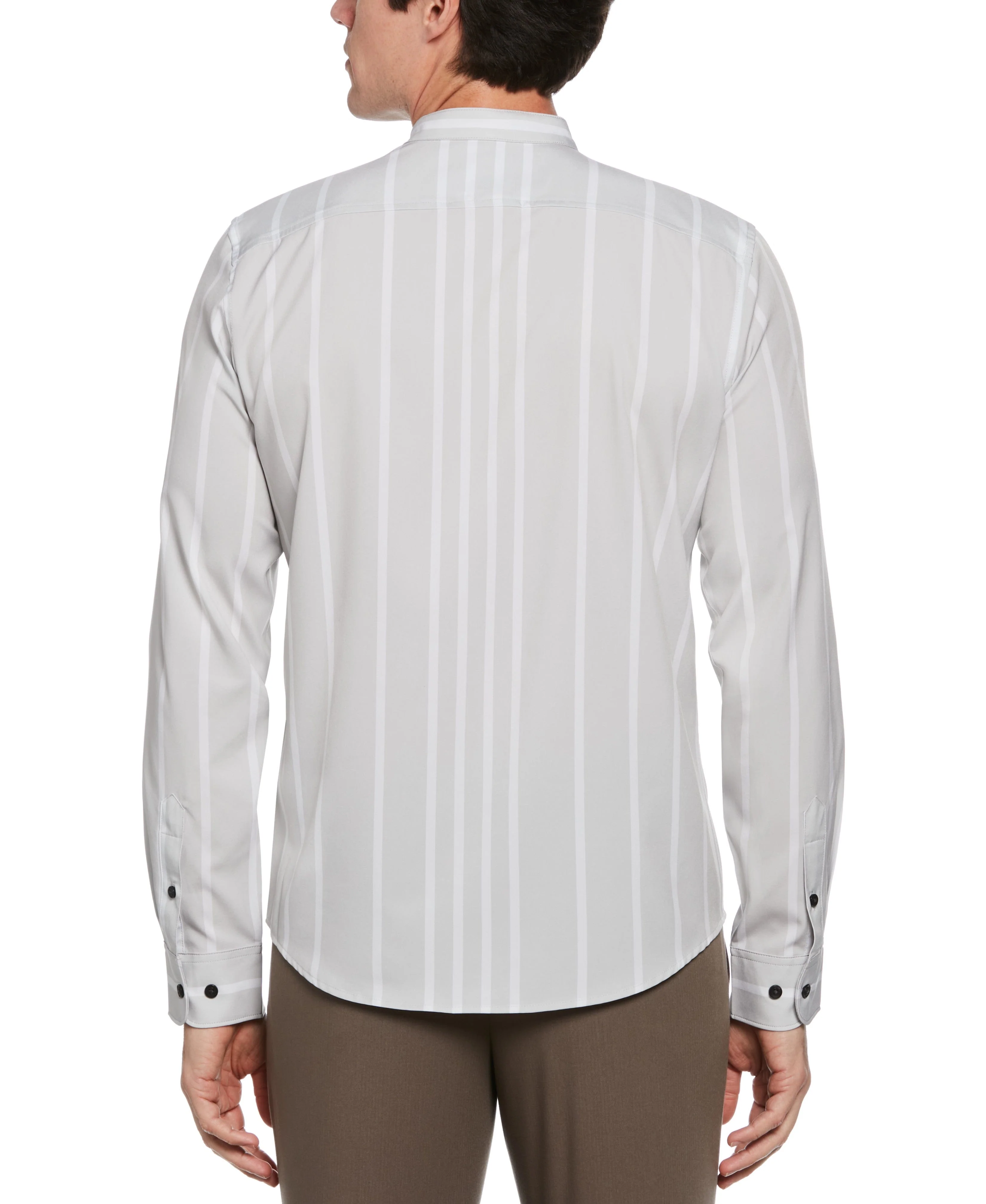 Slim Fit Total Stretch Striped Banded Collar Shirt