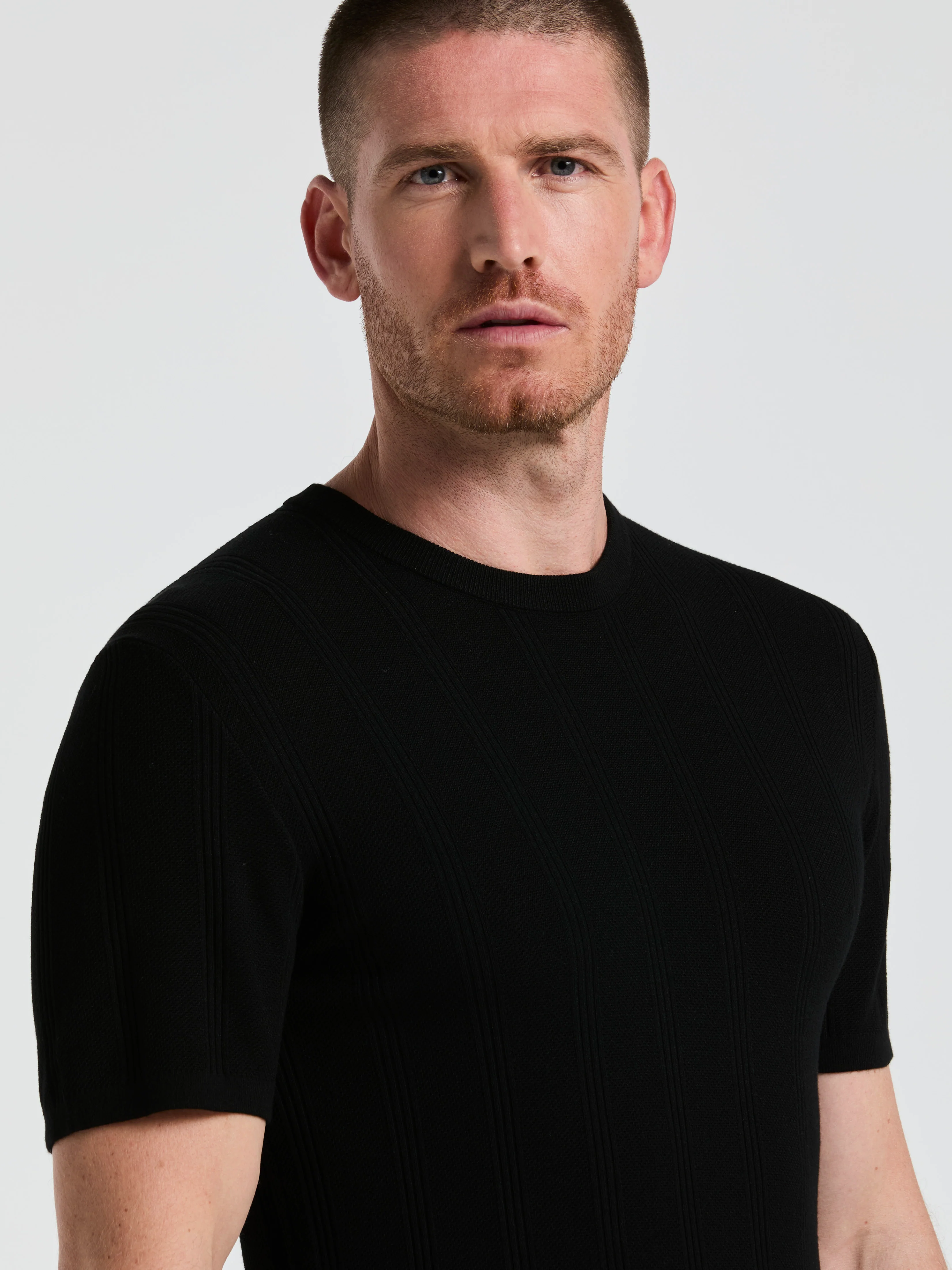 Tech Knit Striped Crew Neck Shirt