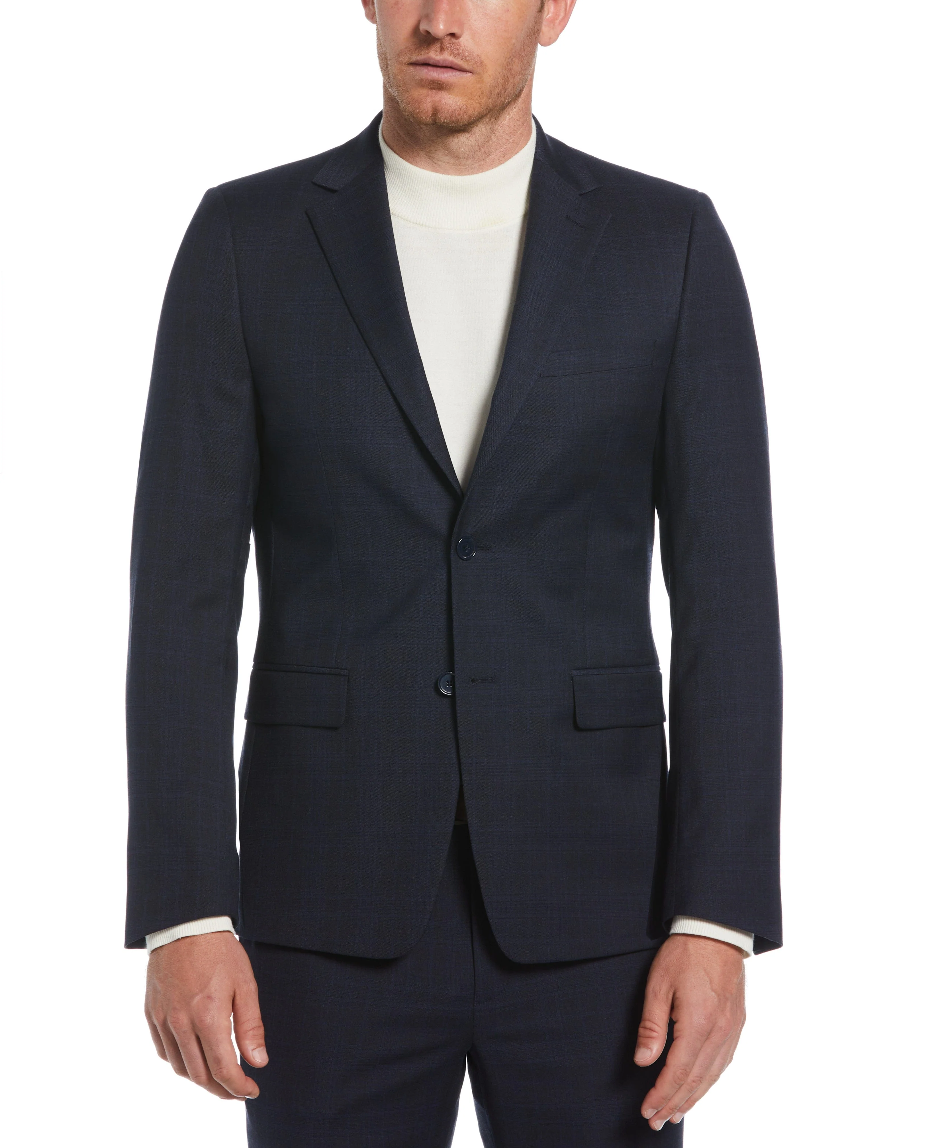 Skinny Fit Plaid Notch Lapel Suit Jacket