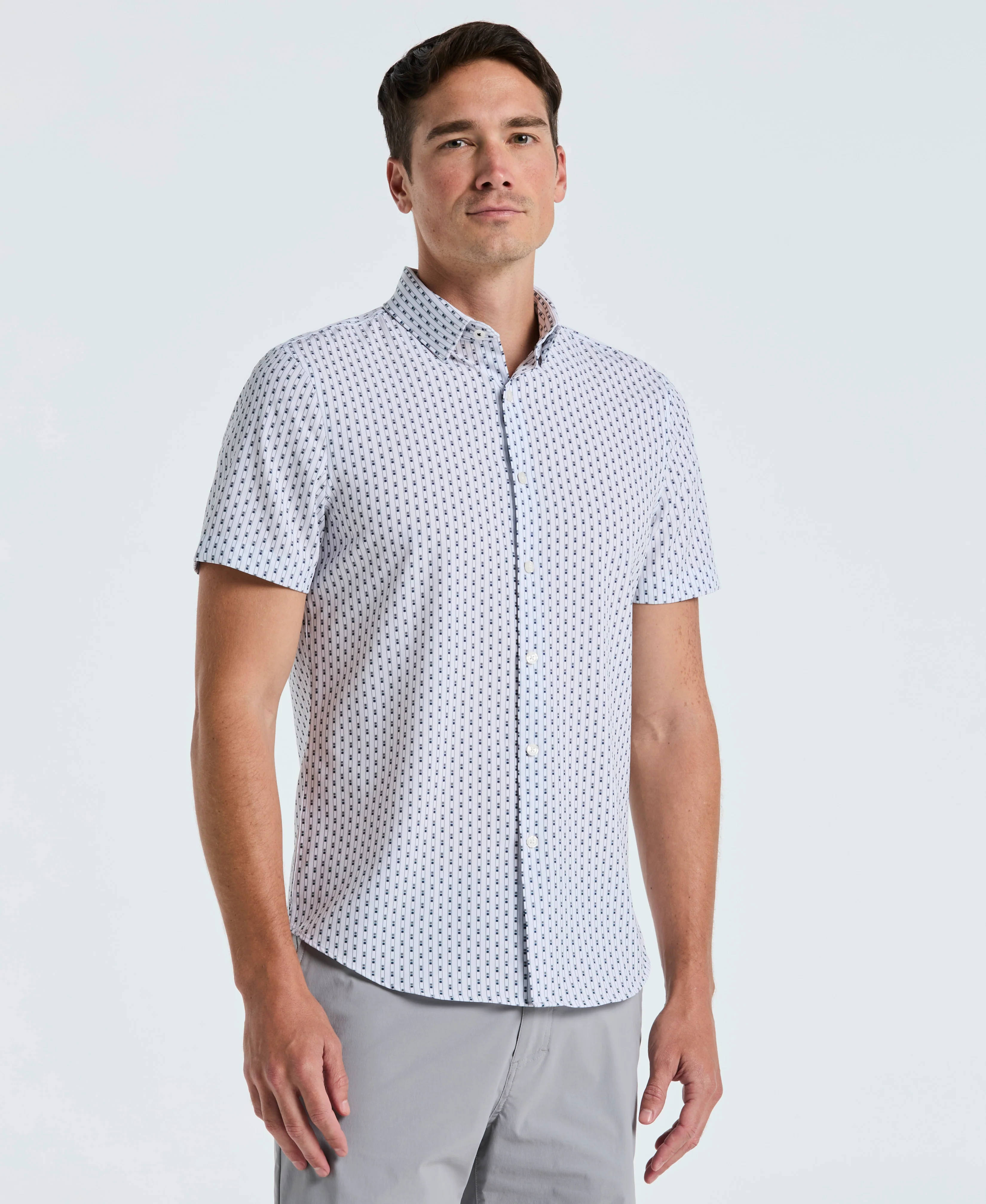 Slim Fit Geometric Stripe Shirt