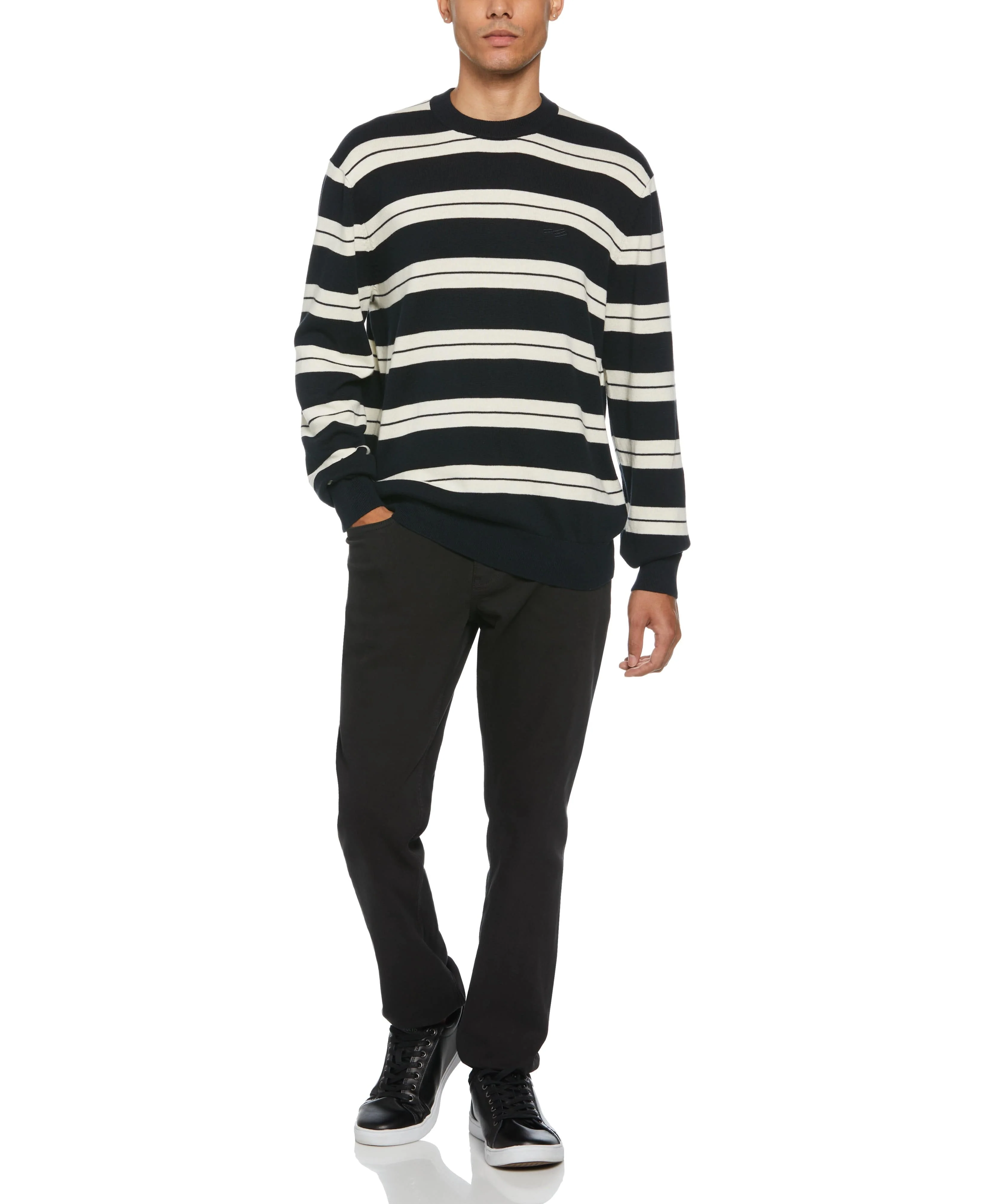 Logo Stripe Crew Sweater