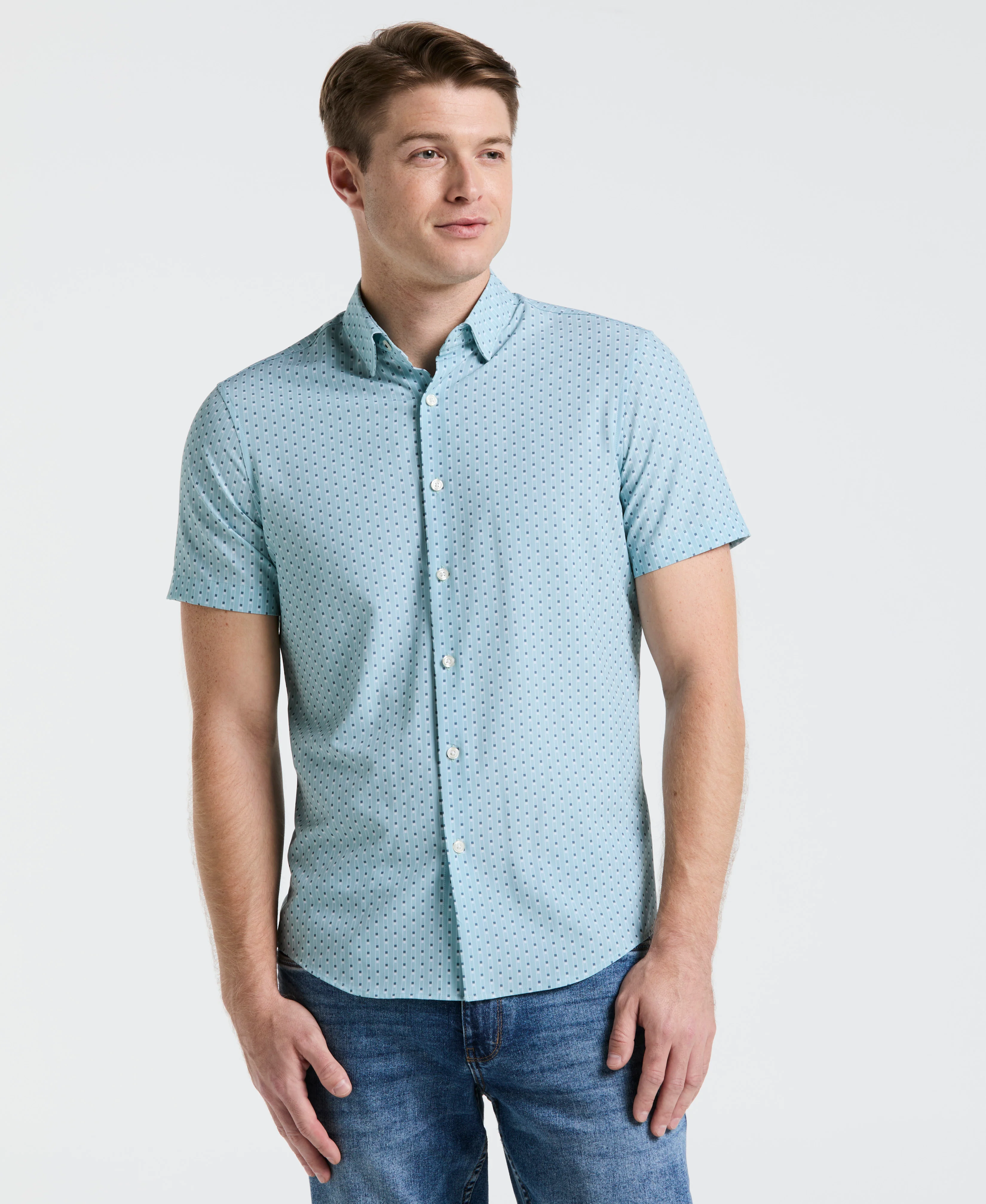 Slim Fit Geometric Stripe Shirt