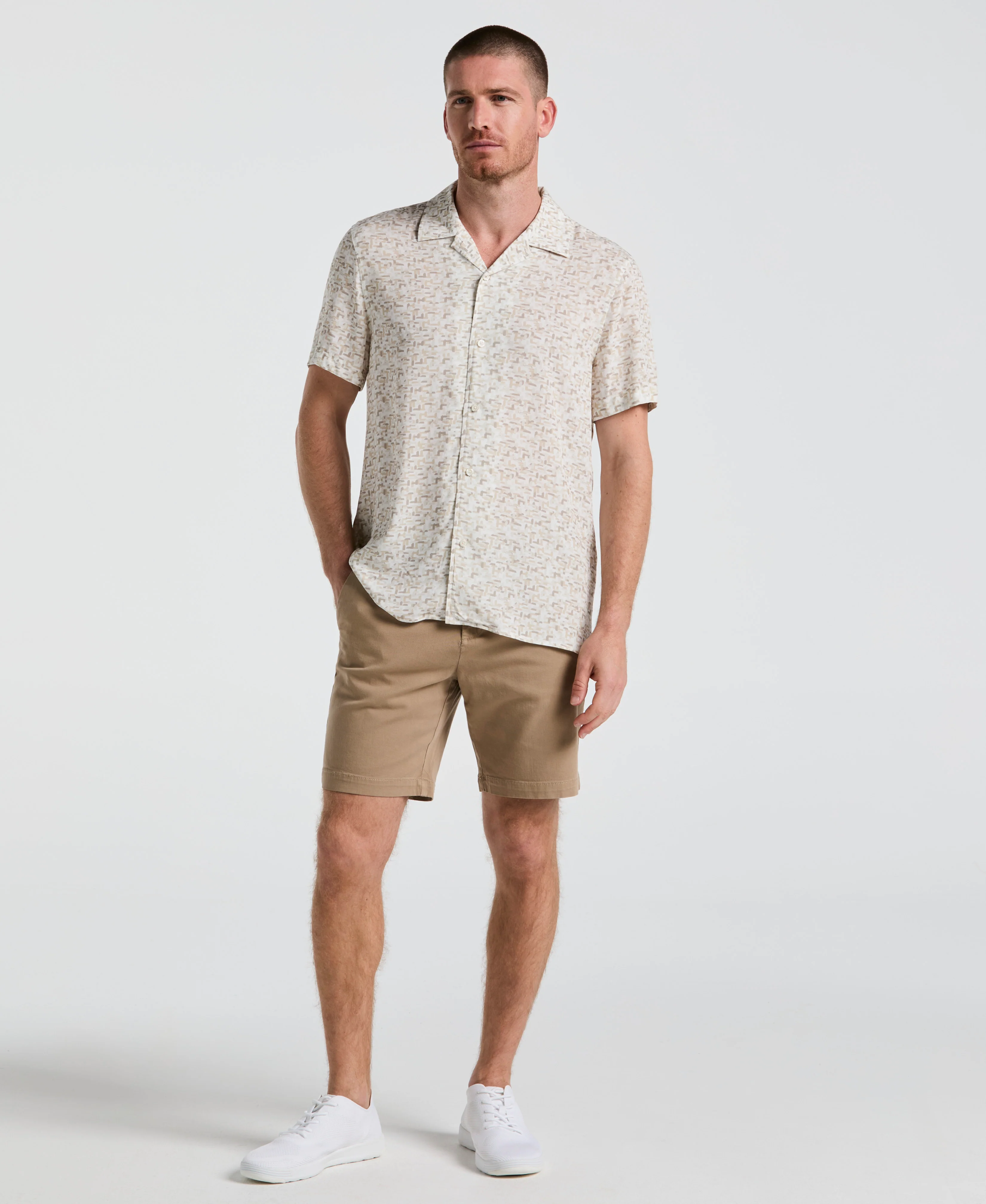 EcoVero™ Brushstroke Print Camp Collar Shirt