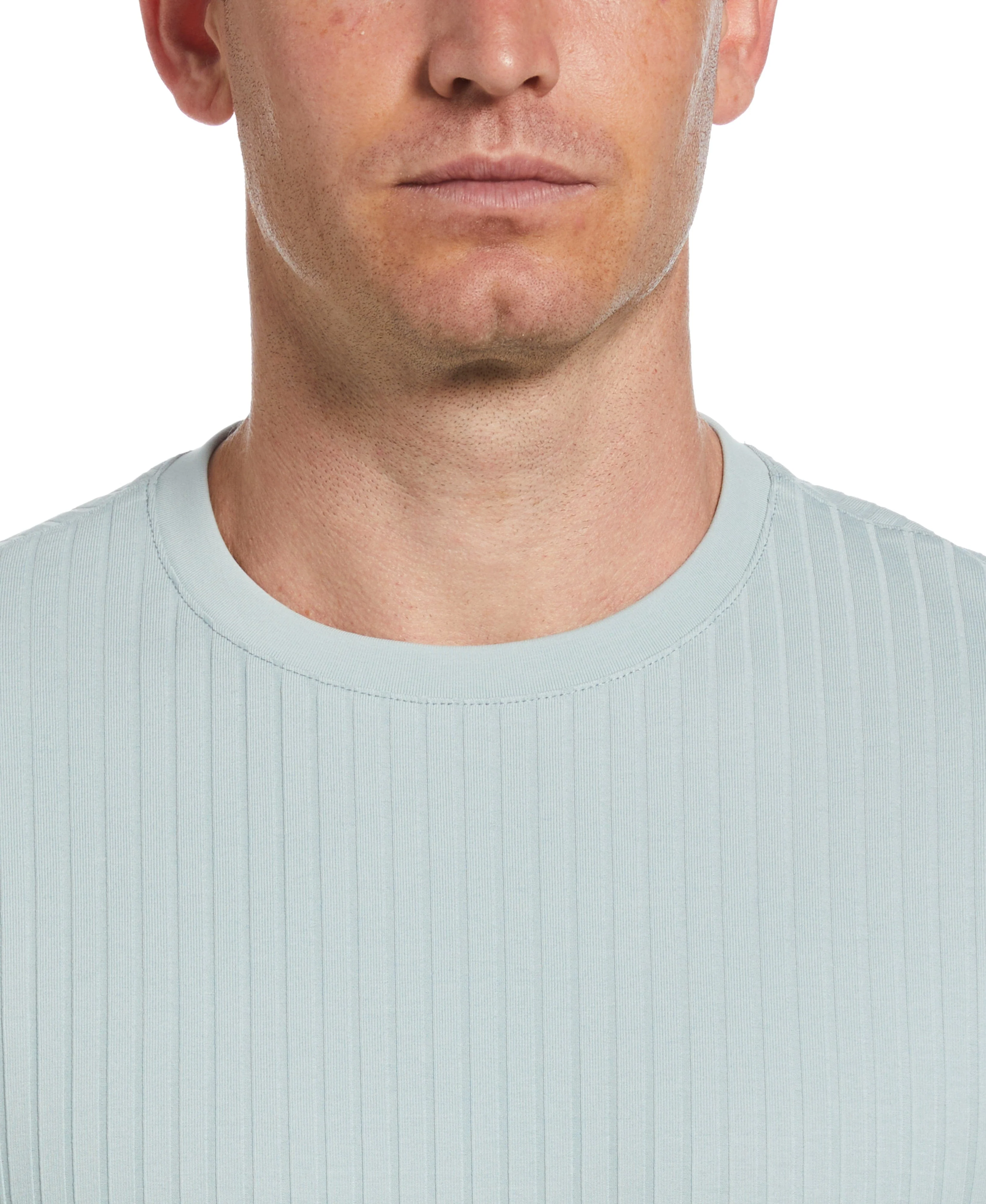 Rib Knit Crew Neck Tee