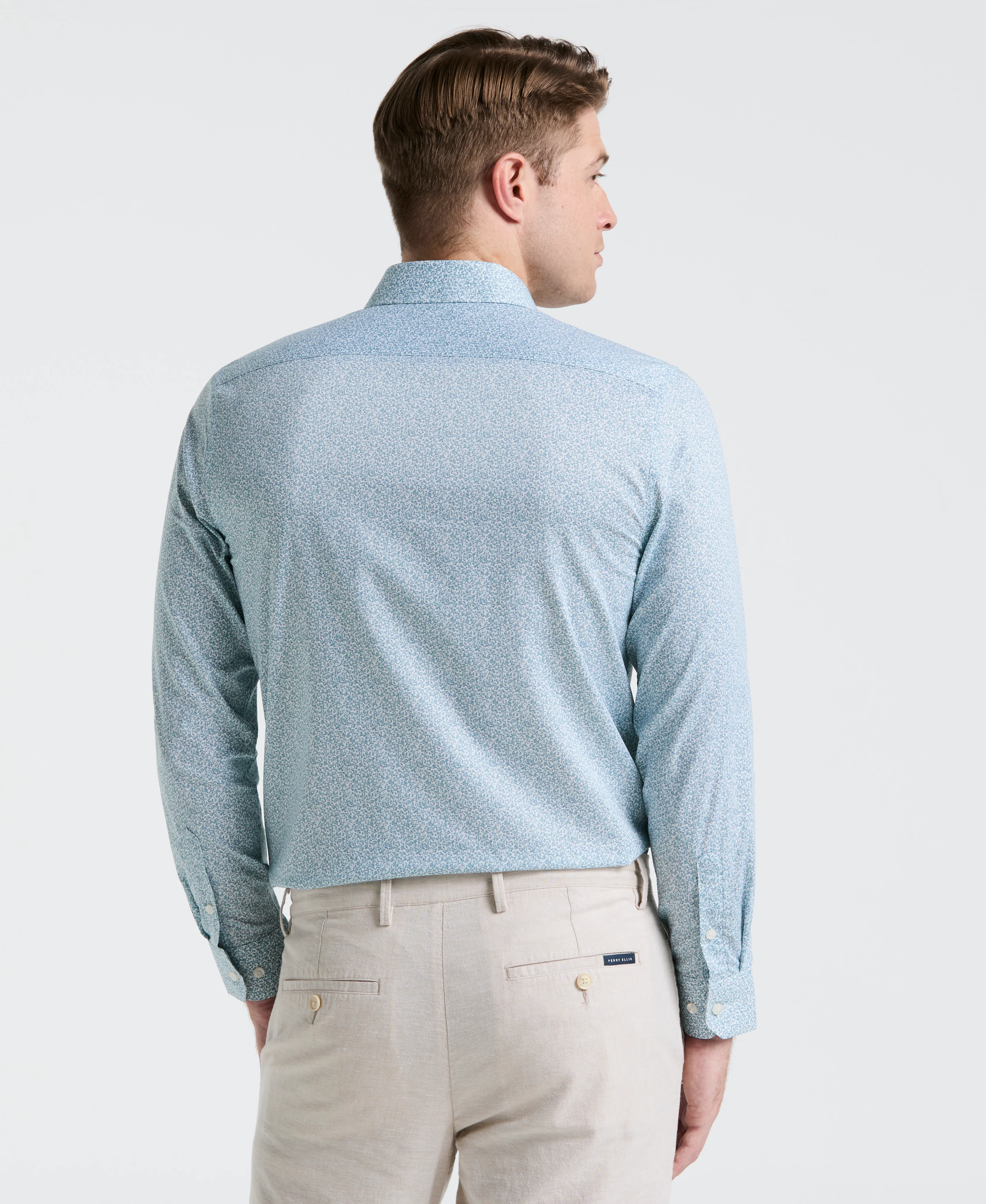 Stretch Floral Print Dress Shirt