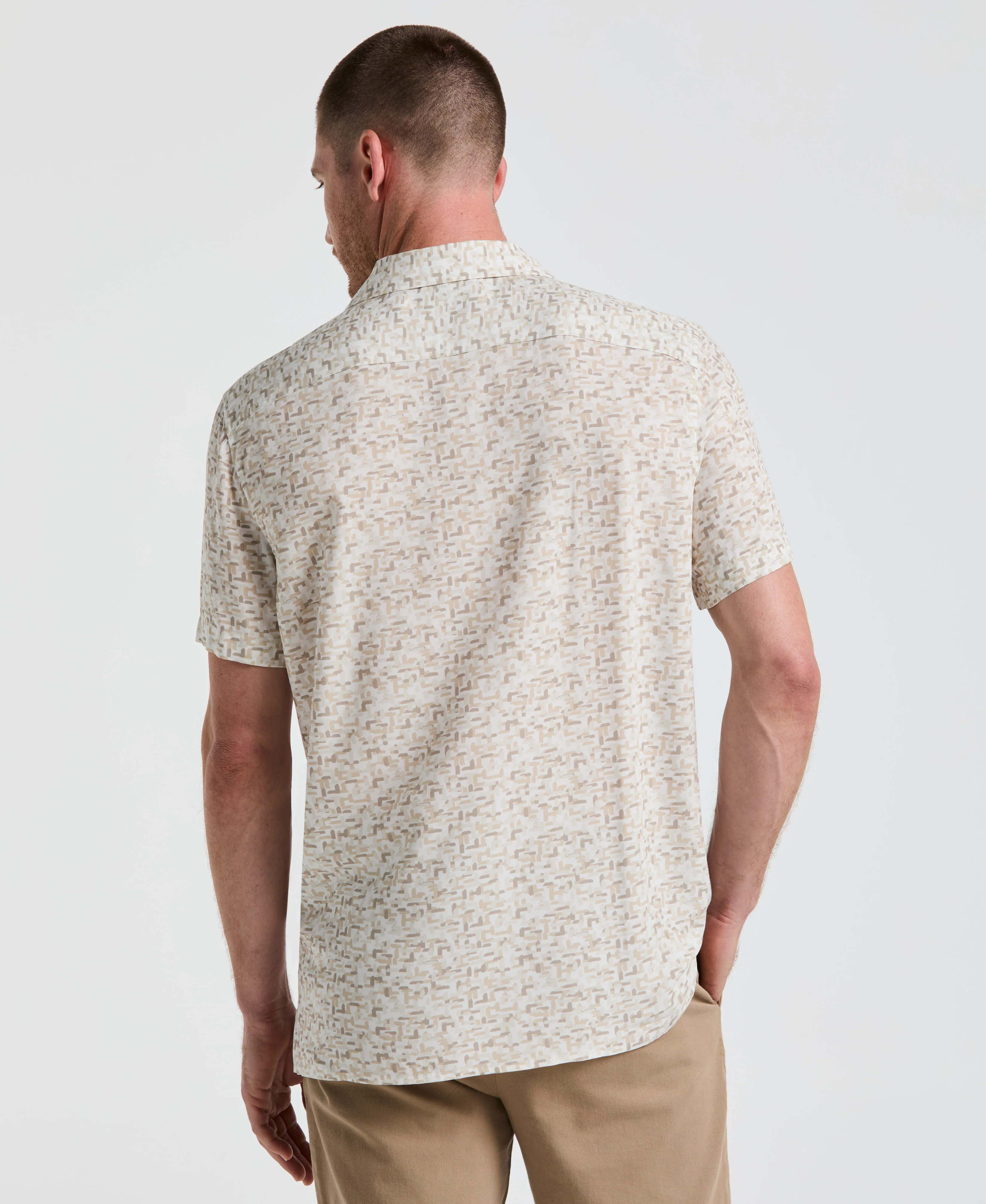 EcoVero™ Brushstroke Print Camp Collar Shirt