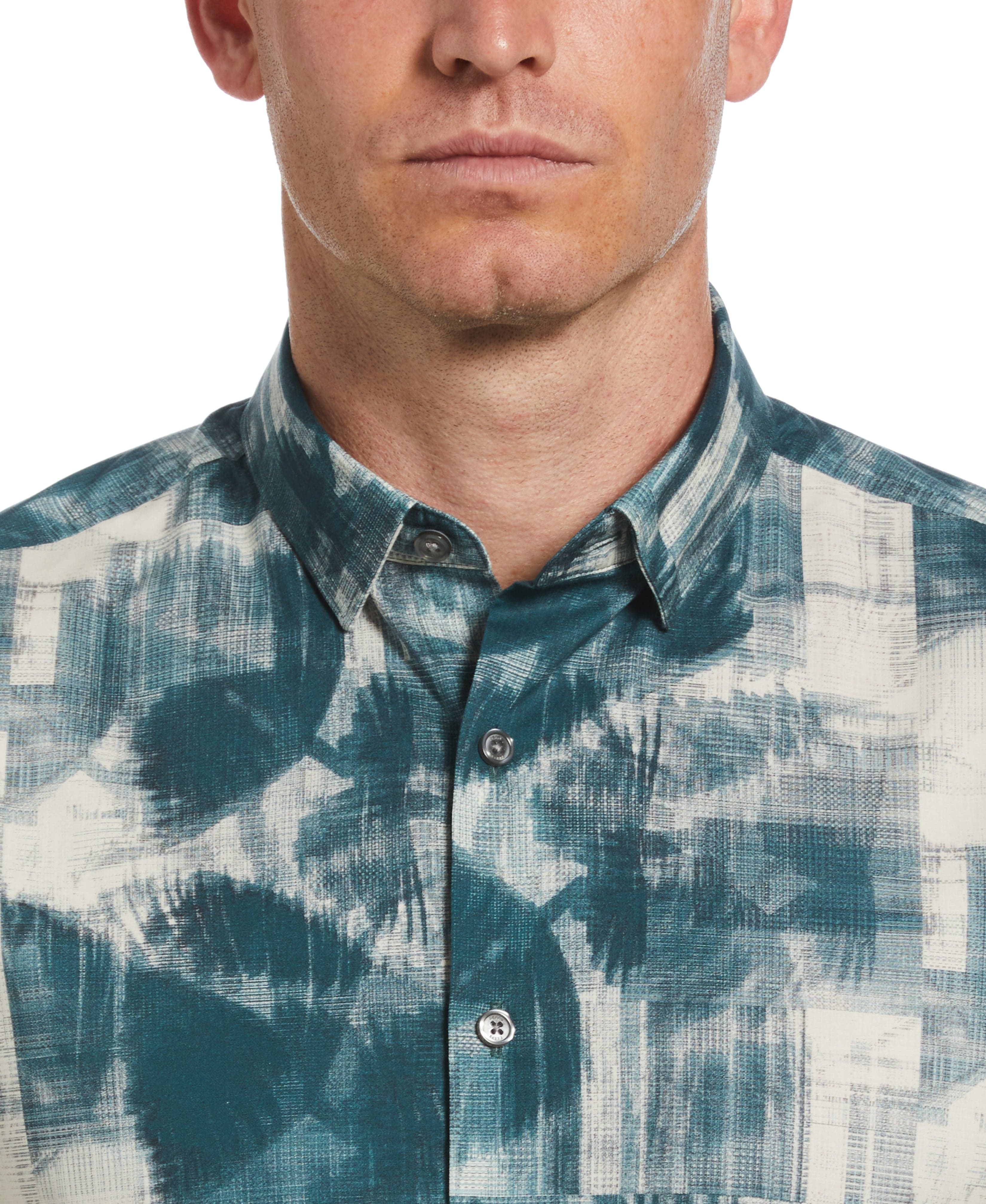Tua X Perry Ellis Collaboration Palm Print Textured Shirt