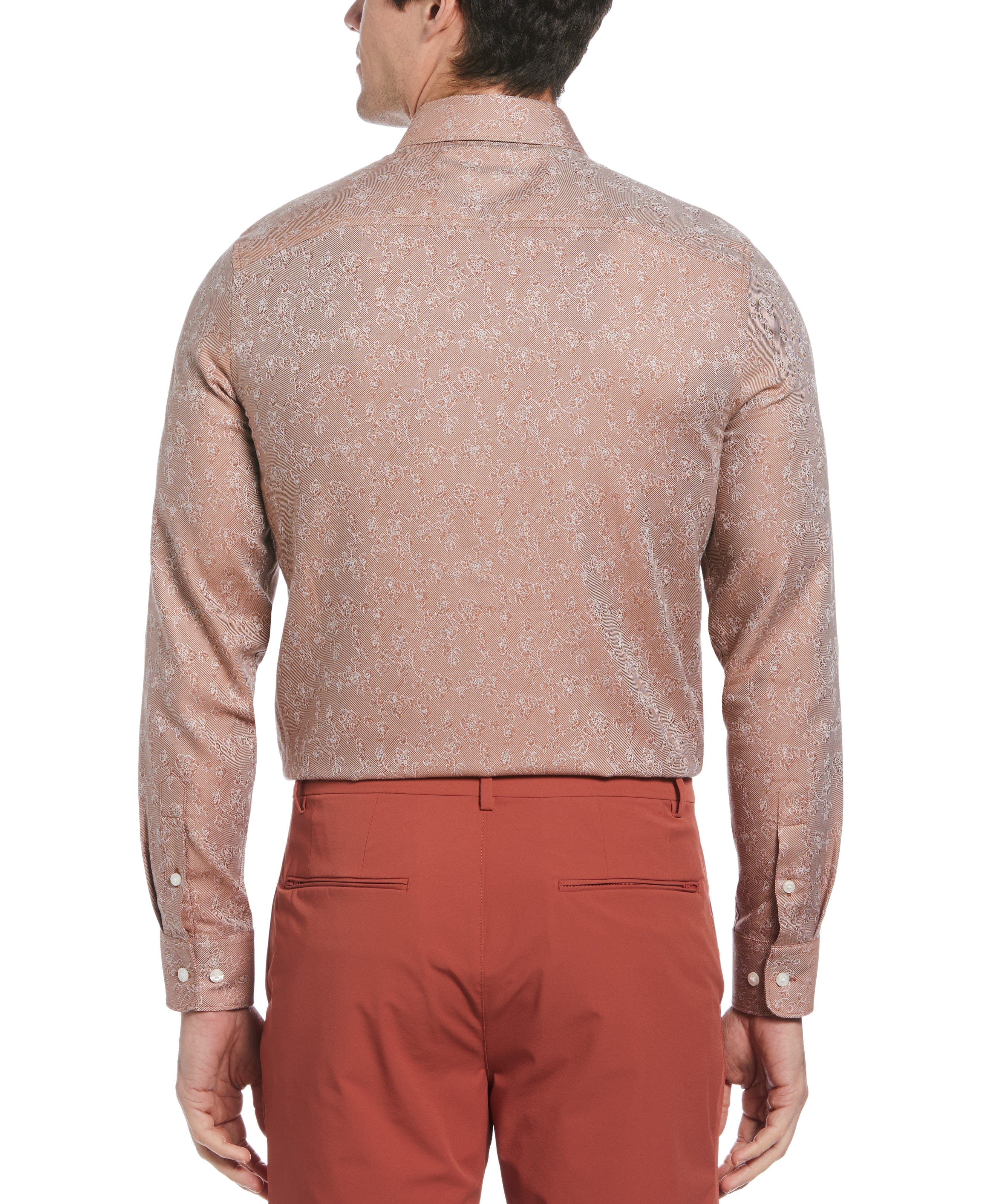 Slim Fit Jacquard Floral Print Shirt