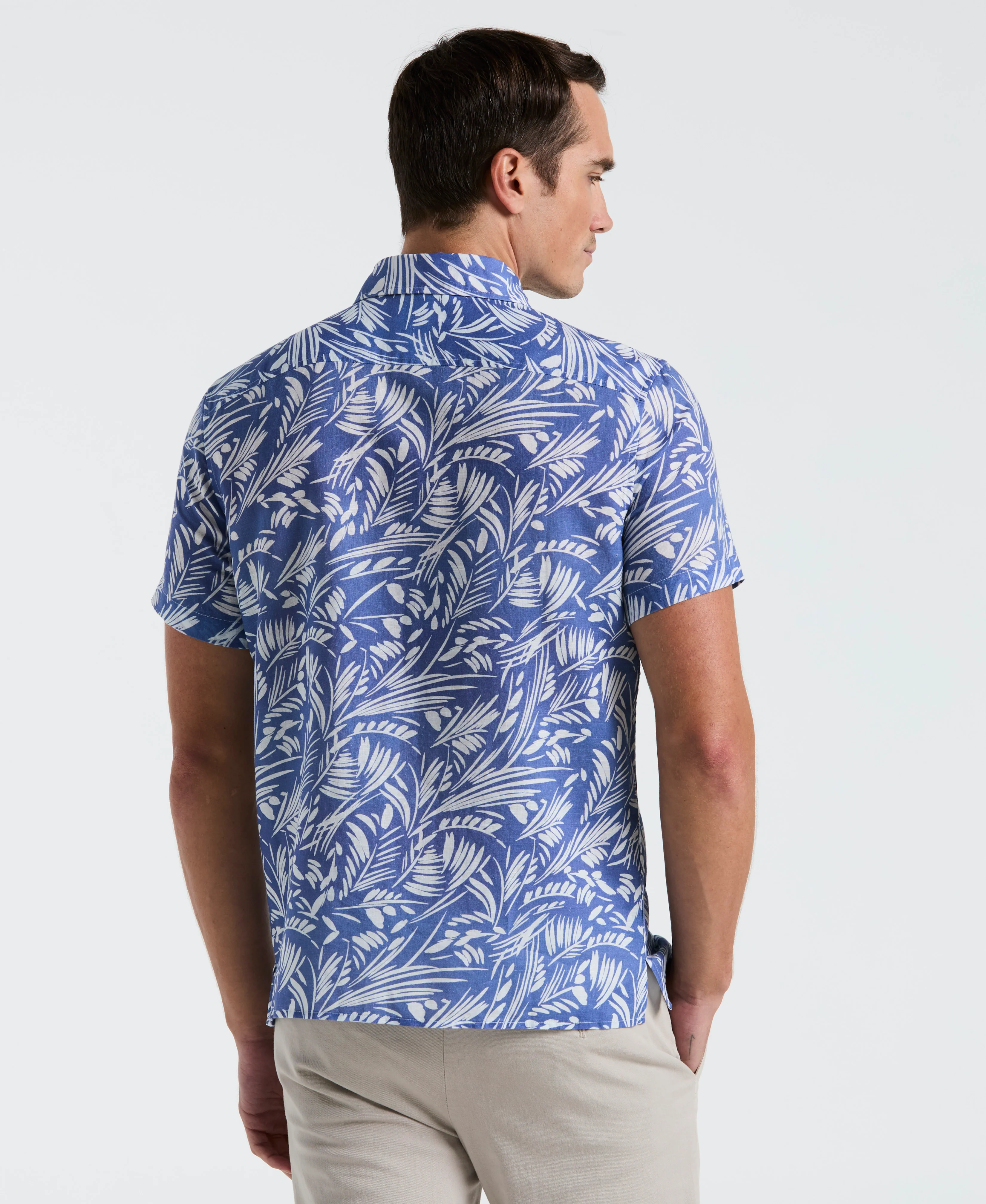 Linen Abstract Leaf Print Shirt