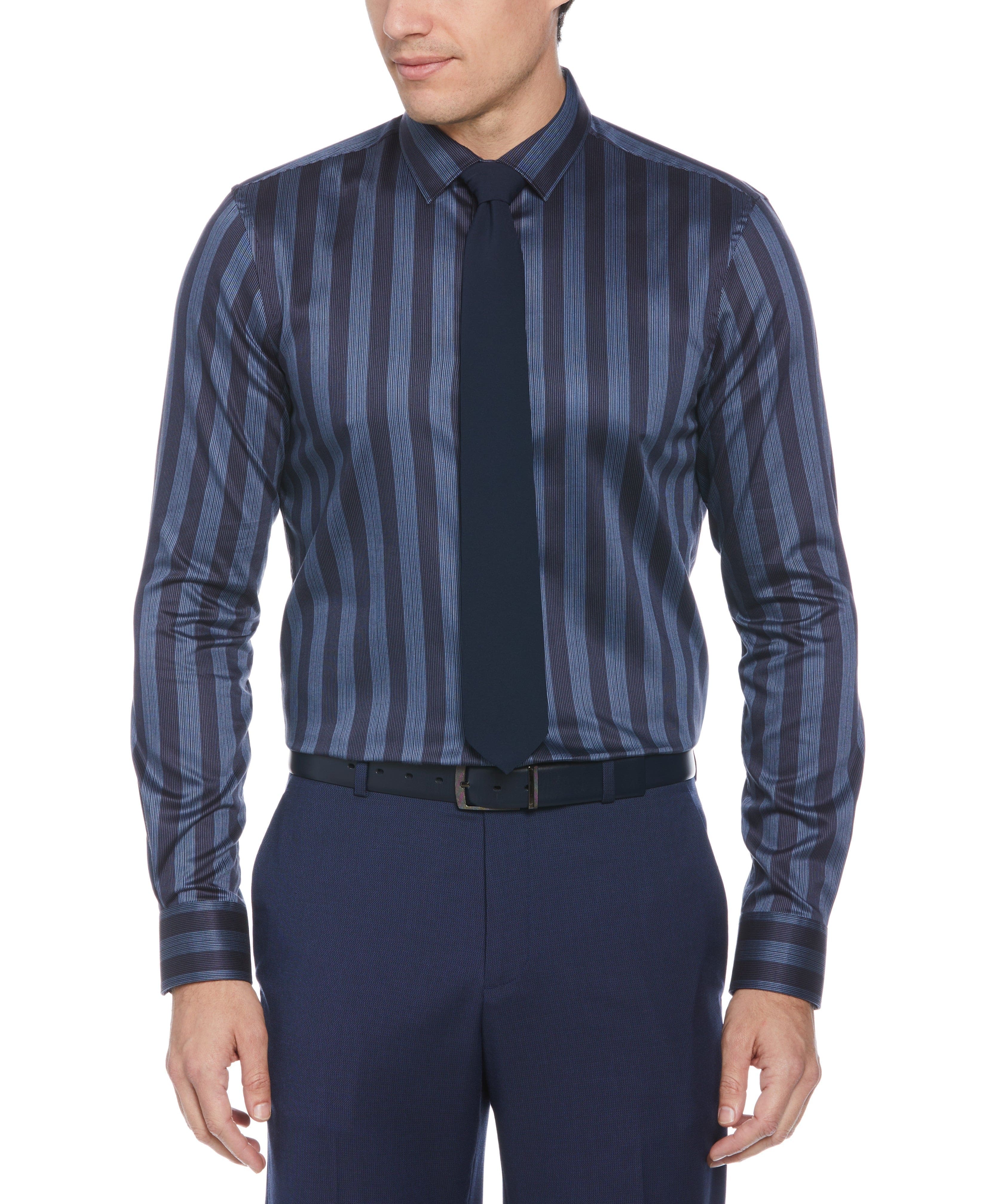 Slim Fit Tonal Twill Stripe Dress Shirt