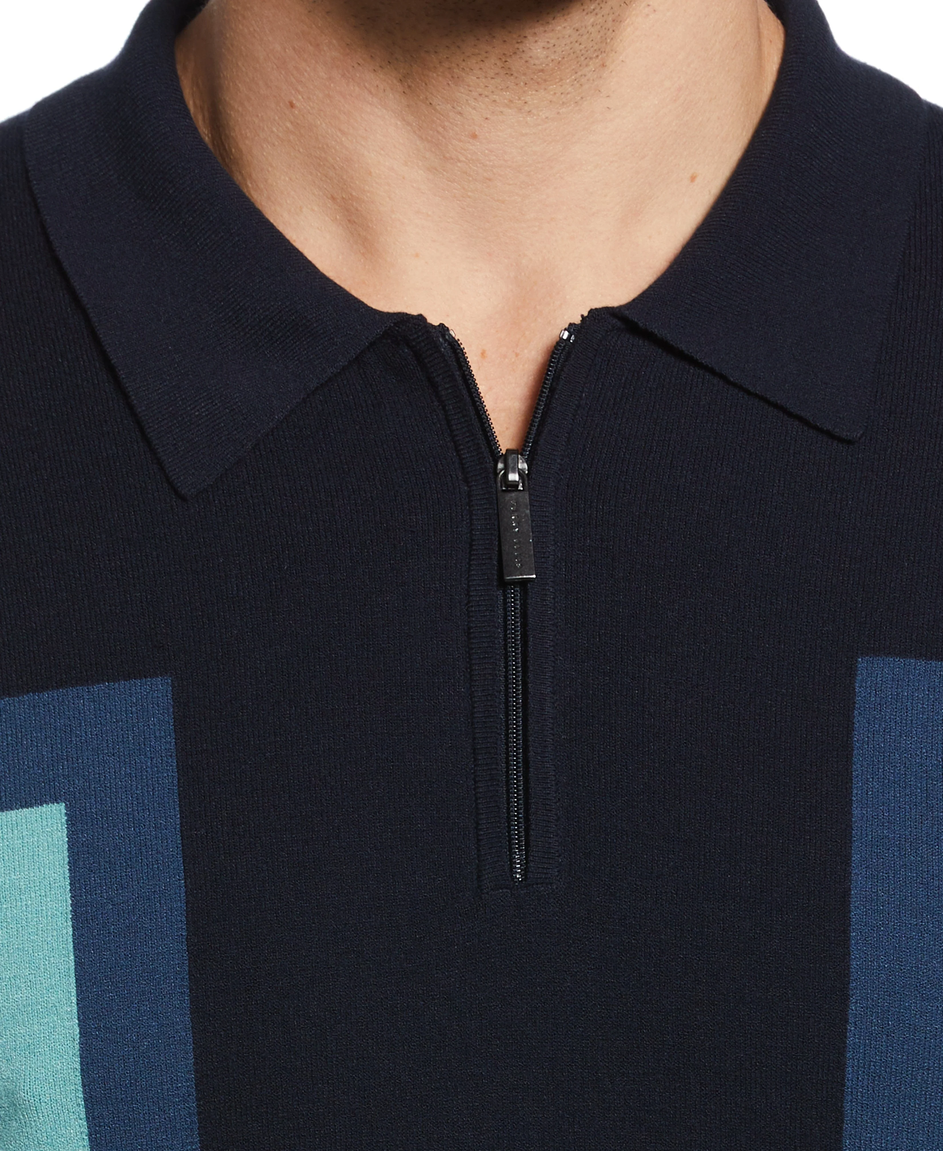 Tech Knit Color Block Zip Polo