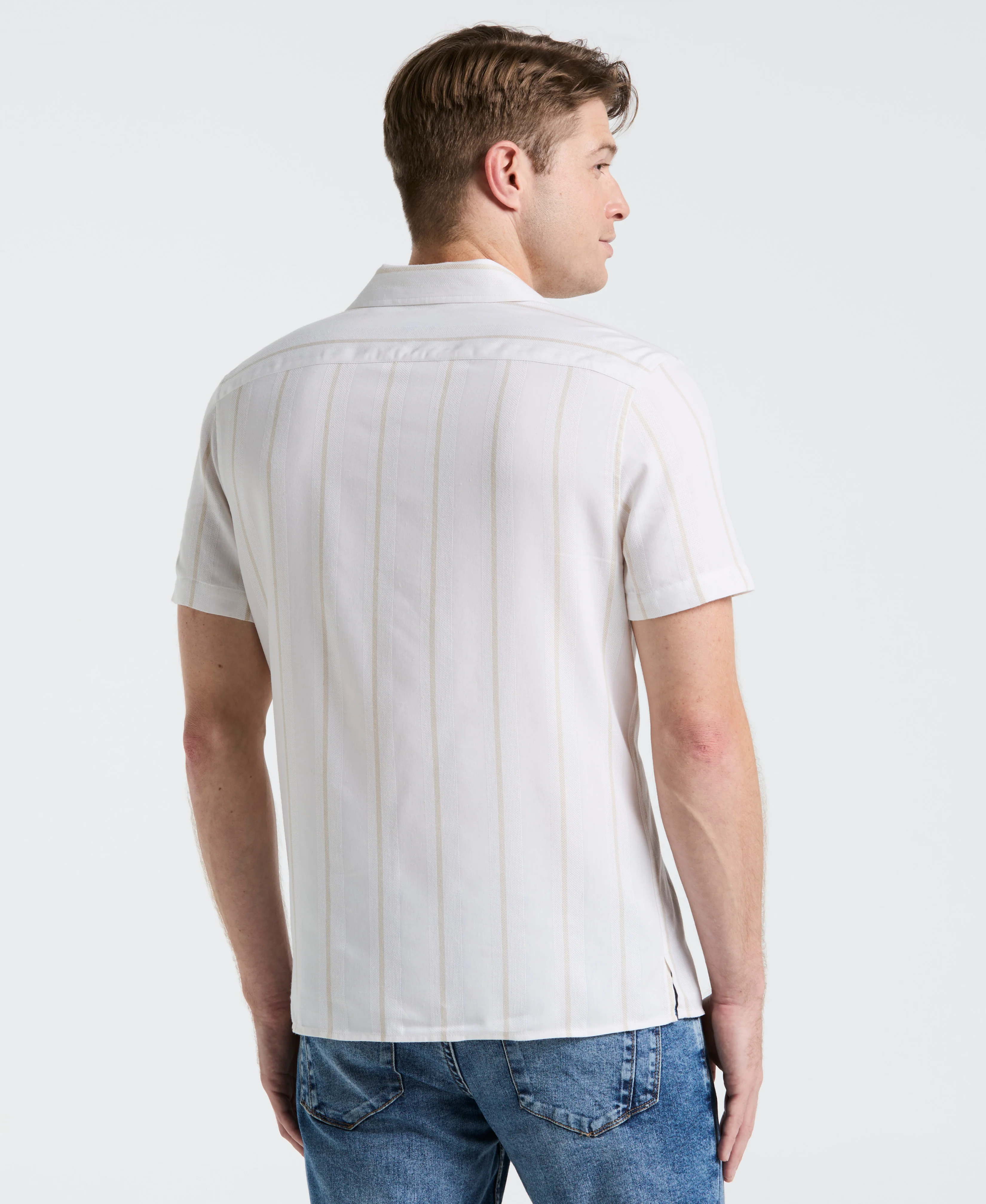 EcoVero™ Striped Camp Collar Shirt