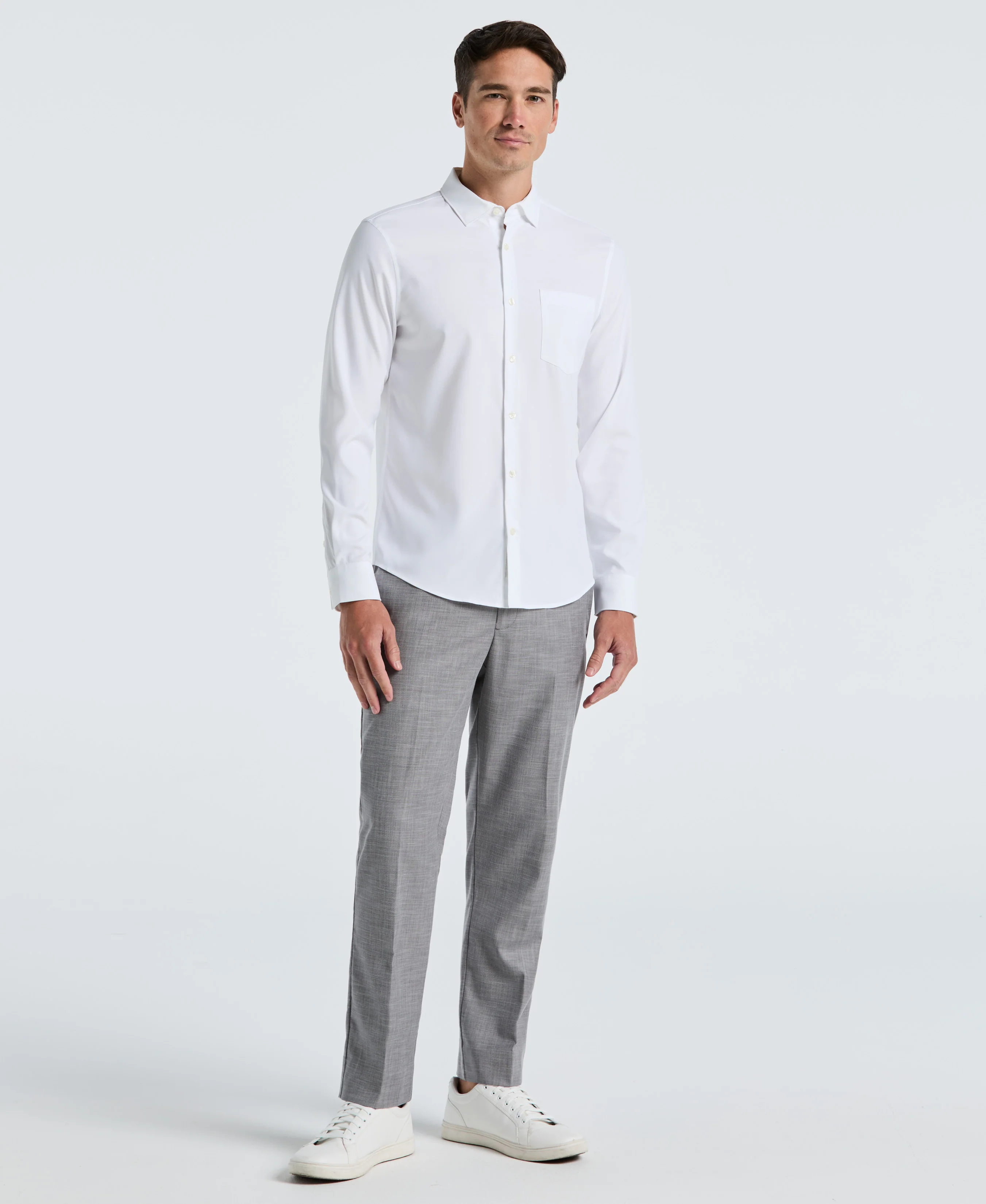 Untucked Total Stretch Slim Fit Solid Shirt - White