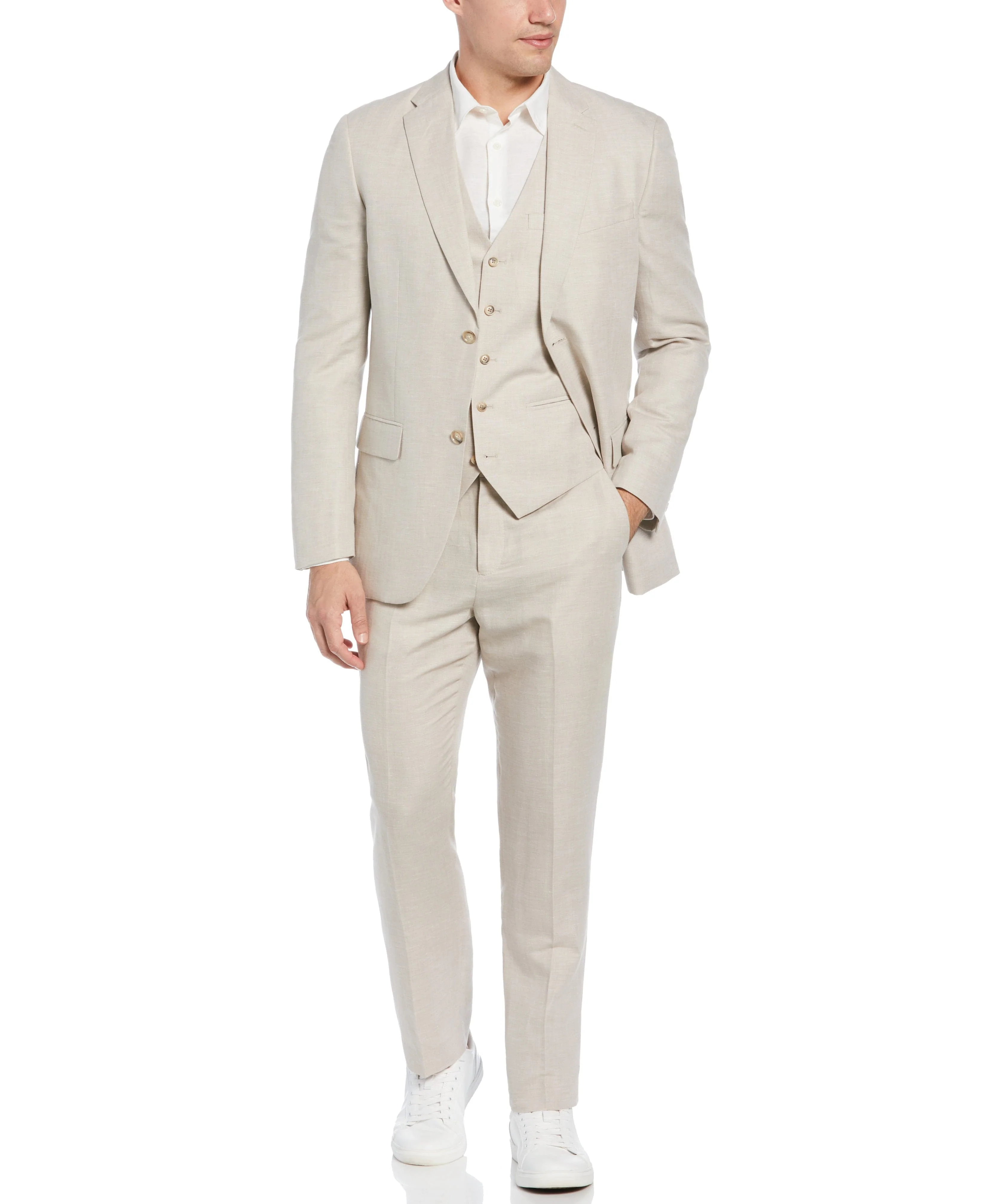 Linen Blend Herringbone Suit Jacket