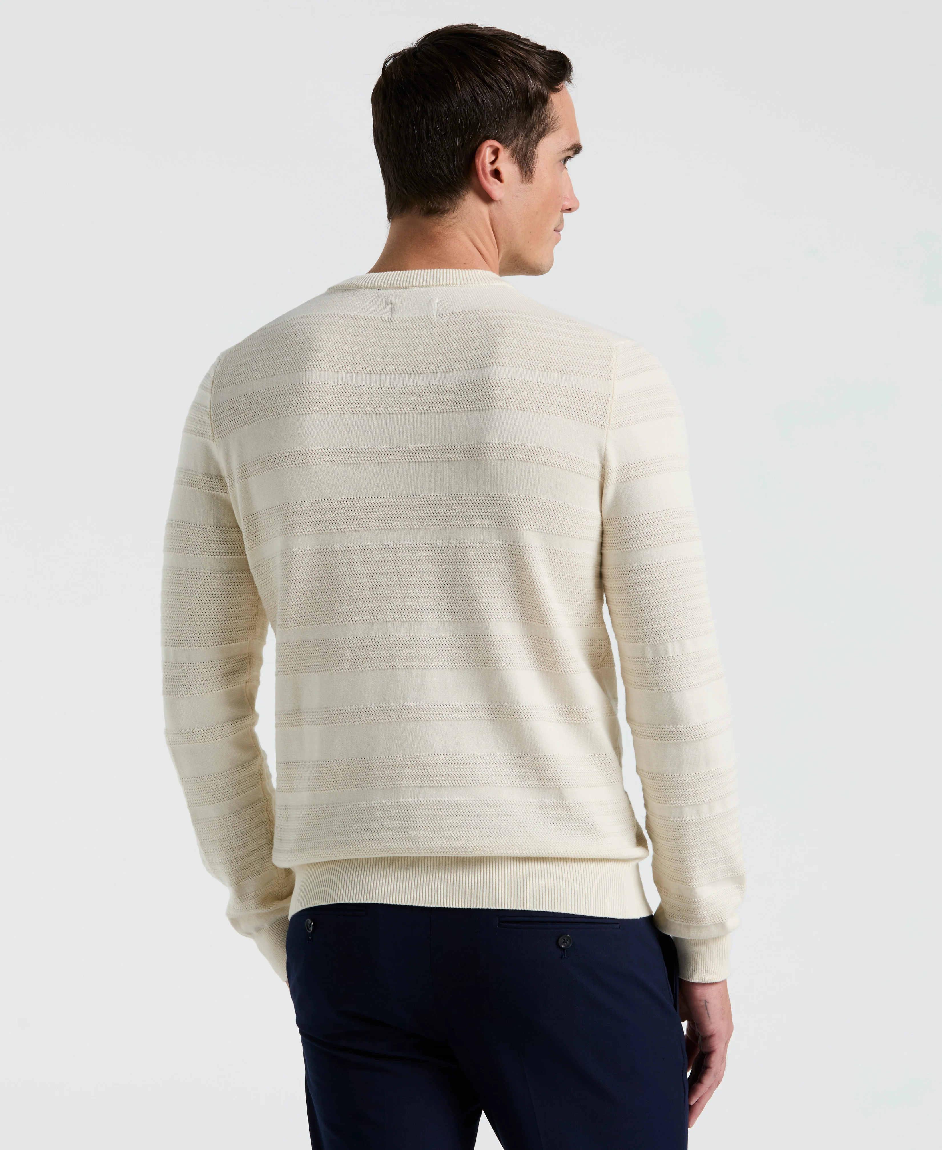 Cotton Open Stitch Crew Sweater