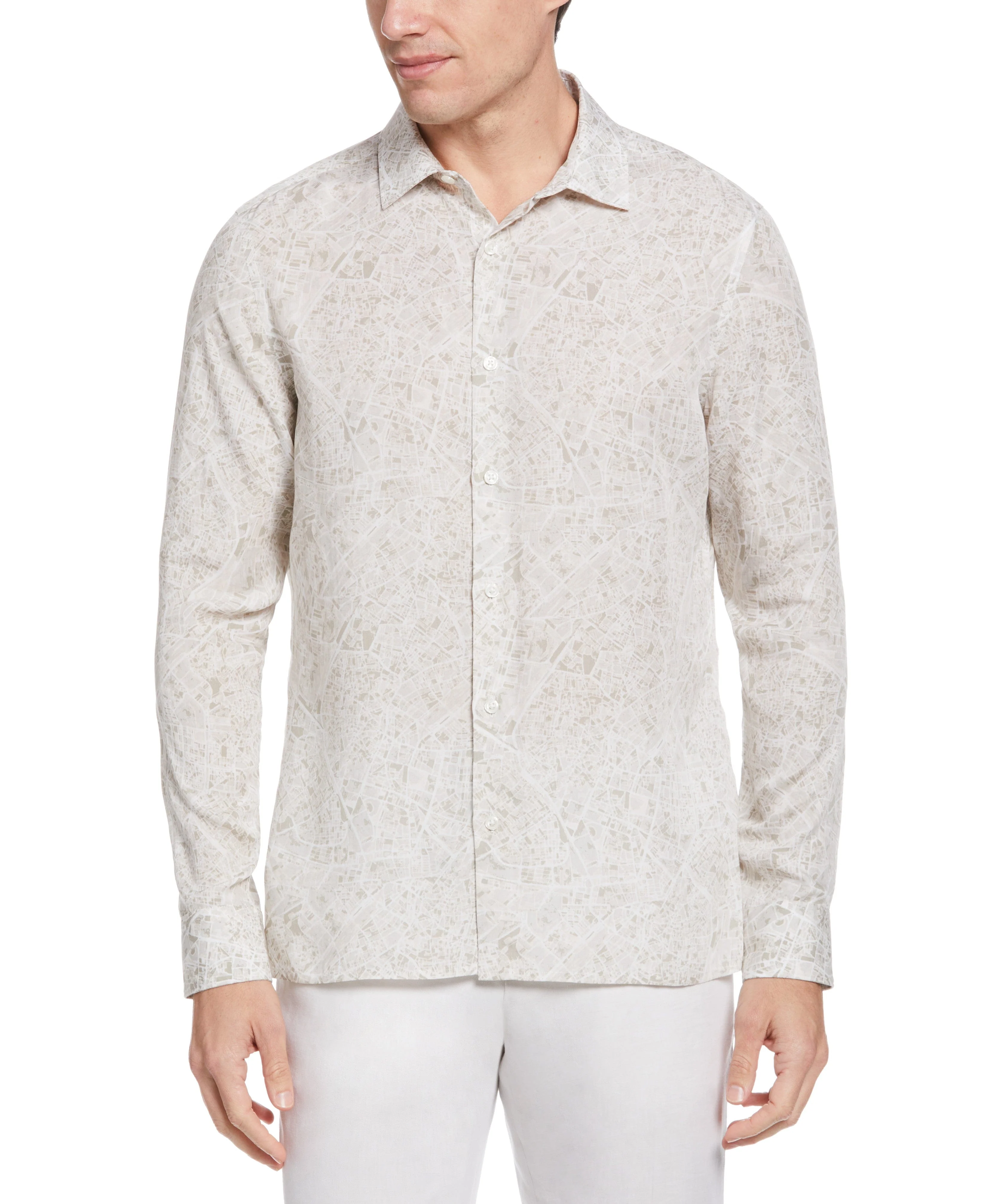 Untucked Road Map Print Shirt - White