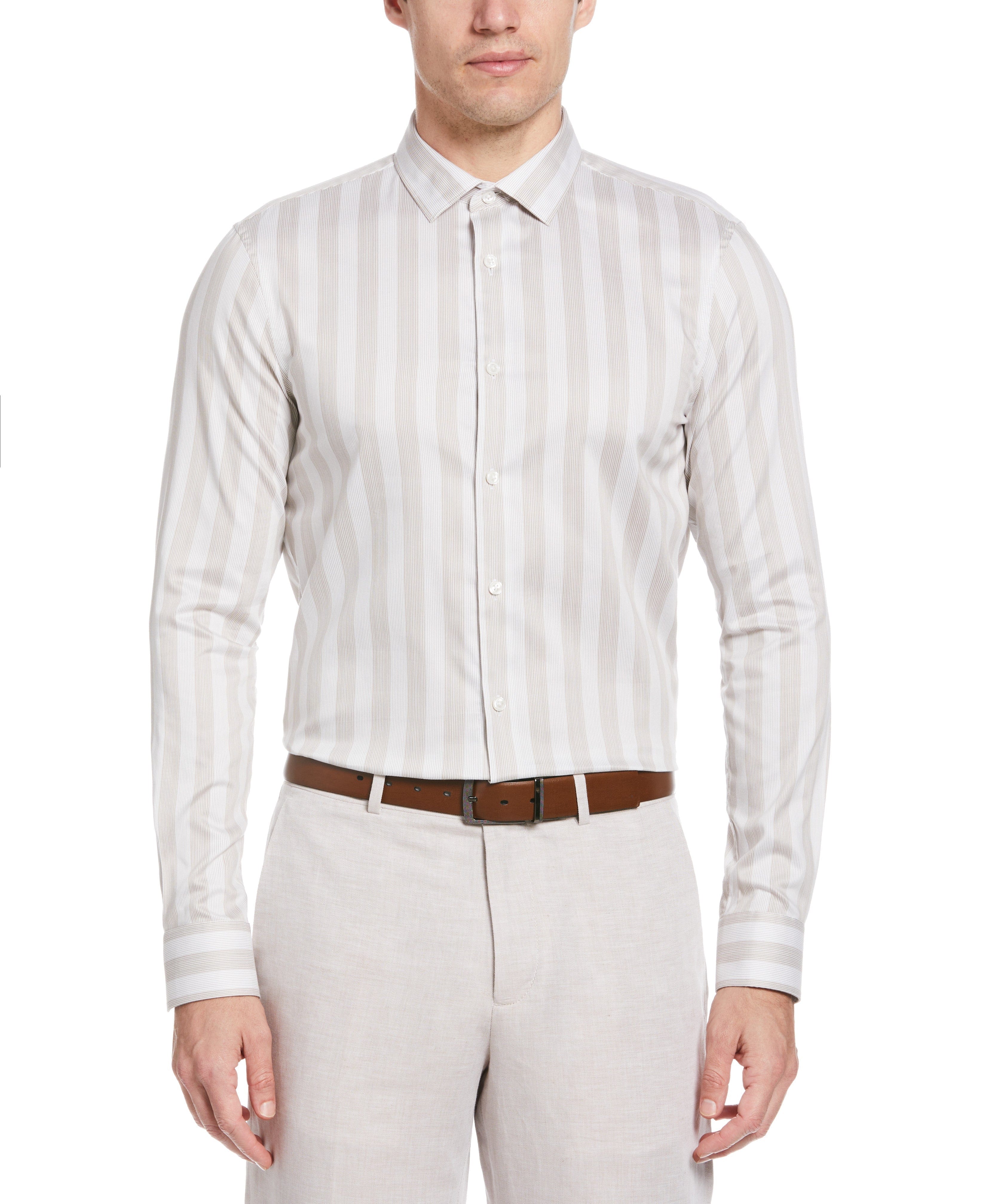 Slim Fit Tonal Twill Stripe Dress Shirt