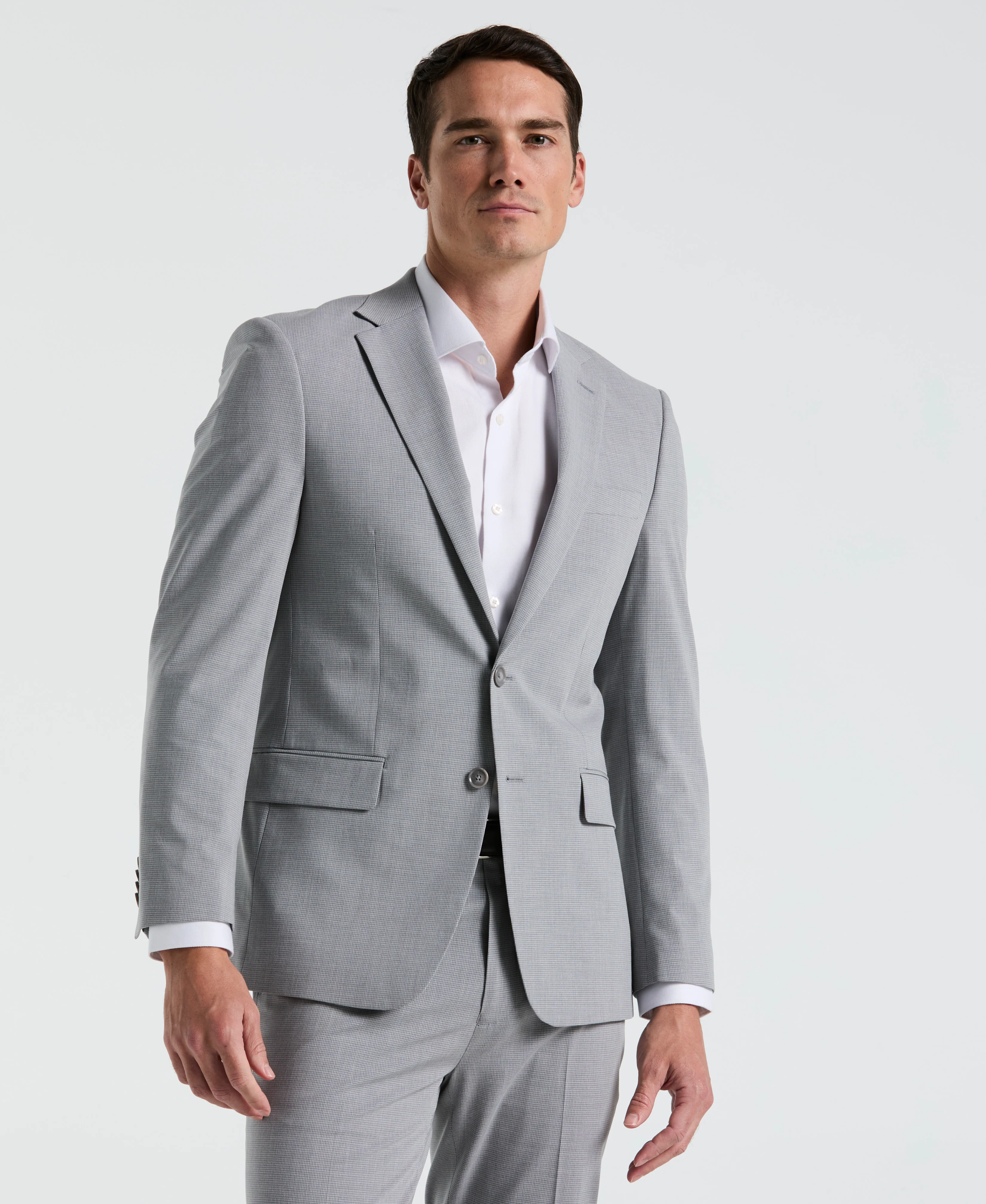 Slim Fit Mini Grid Pattern Suit Jacket