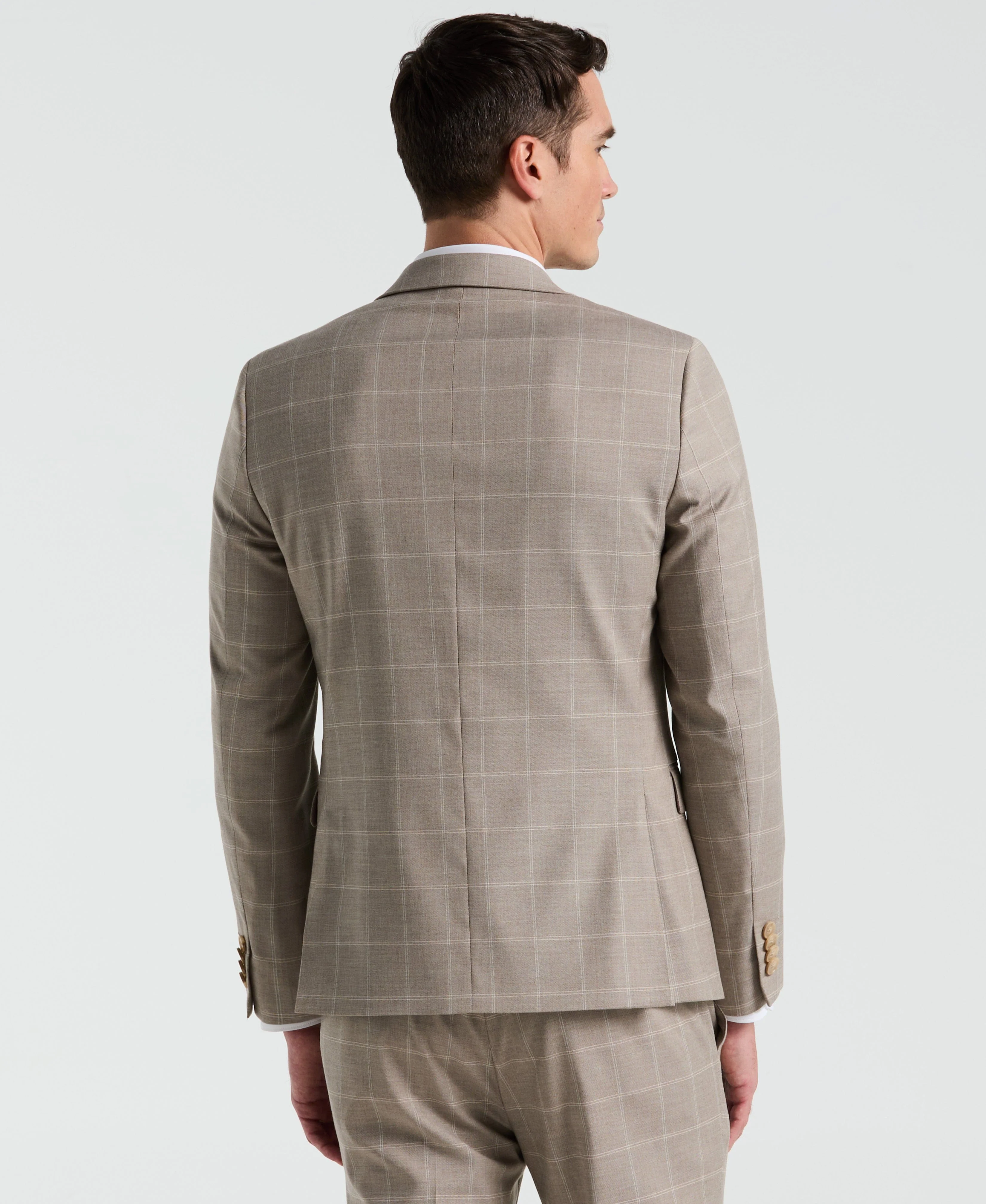 Skinny Fit Windowpane Pattern Suit Jacket