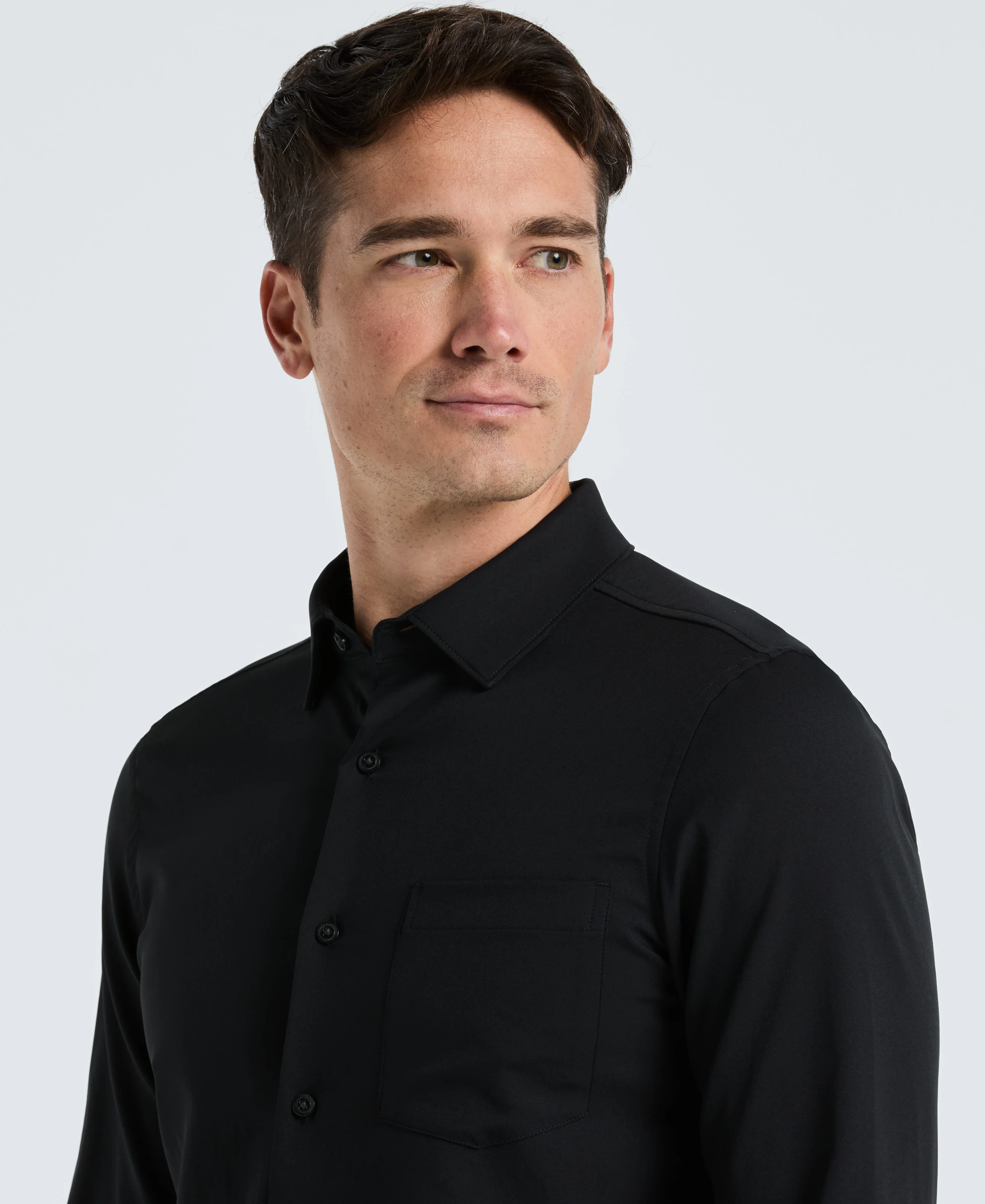 Untucked Total Stretch Slim Fit Solid Shirt - Black